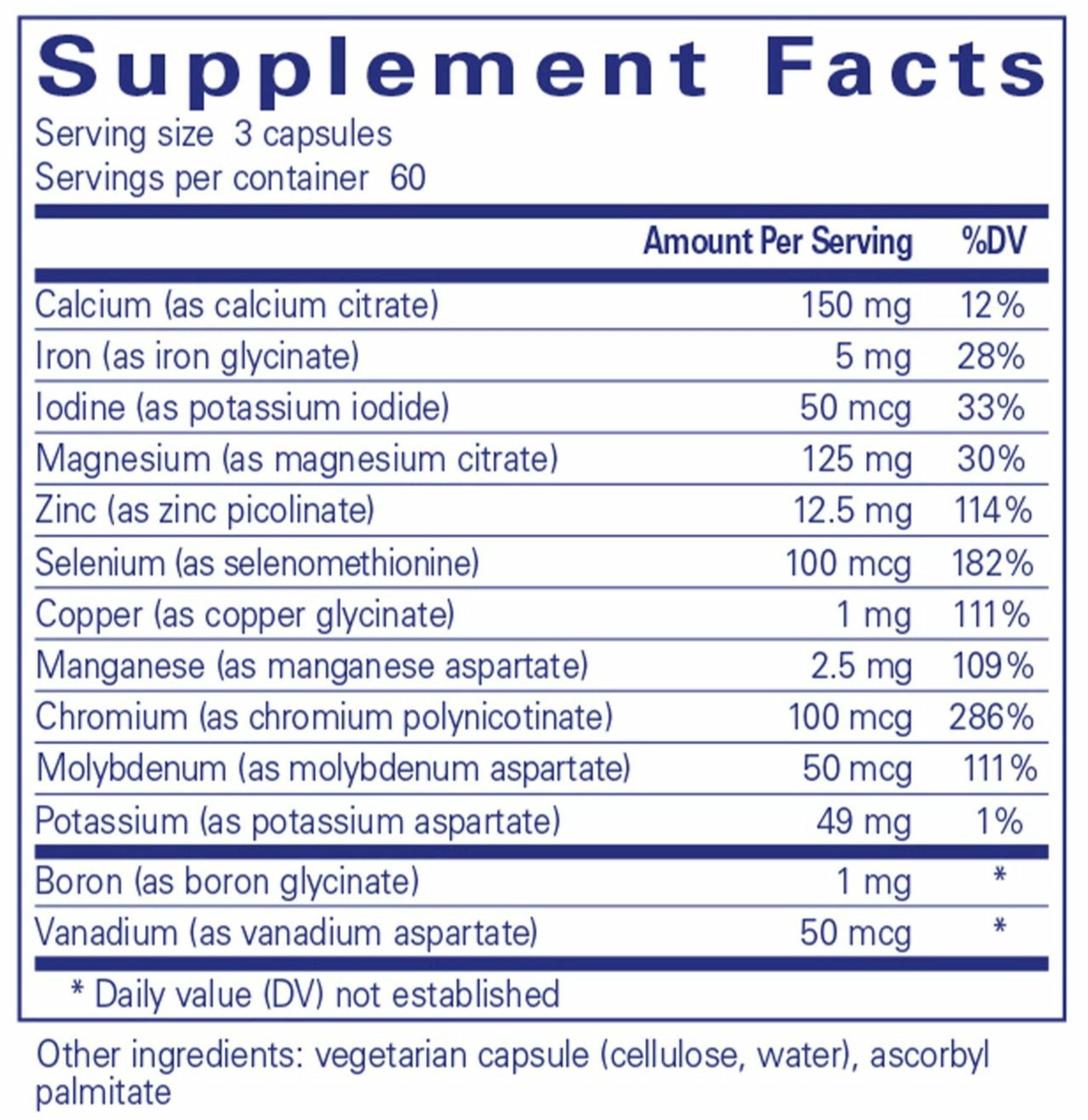 Pure Encapsulations Mineral 650 Ingredients