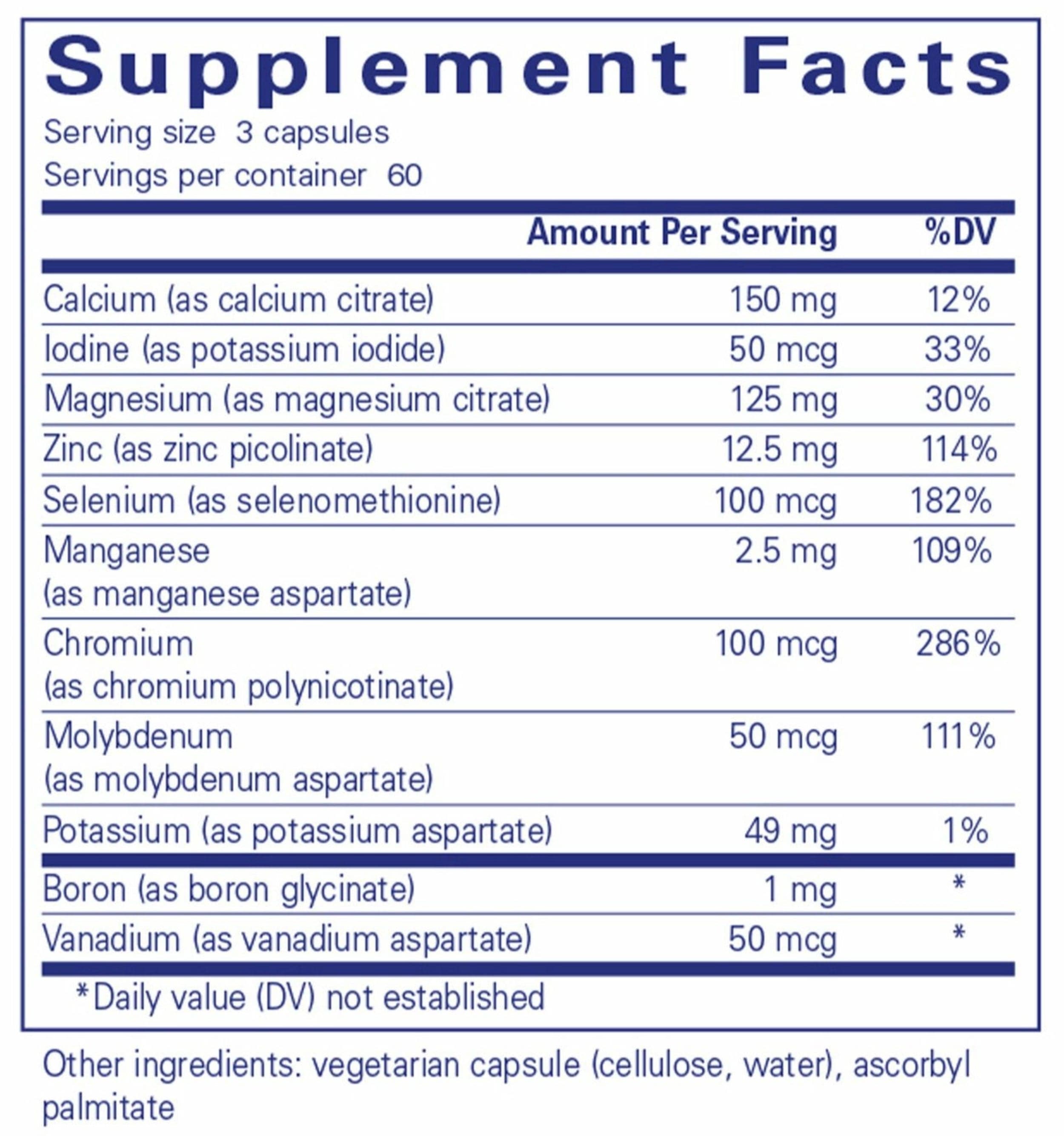 Pure Encapsulations Mineral 650 Ingredients