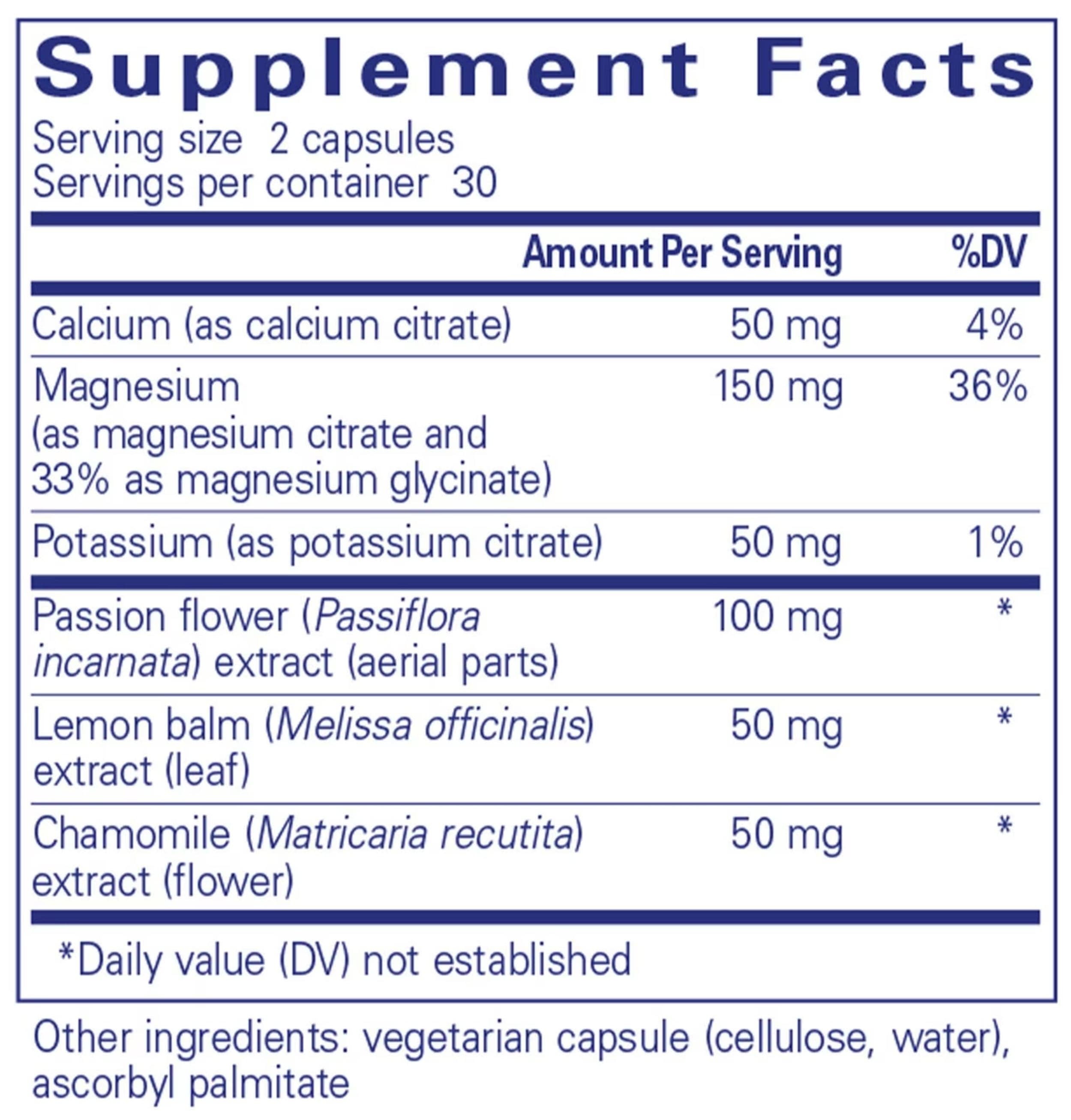 Pure Encapsulations Muscle Cramp/Tension Formula Ingredients