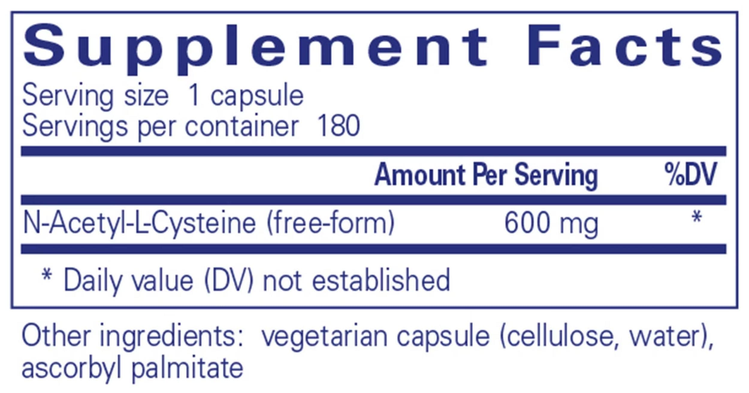 Pure Encapsulations NAC 600mg Ingredients