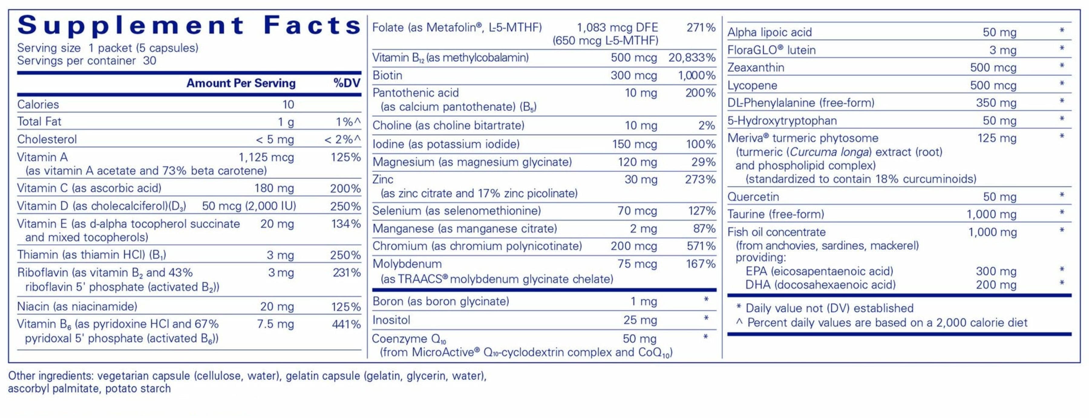 Pure Encapsulations NeuroMood Pure Pack Ingredients