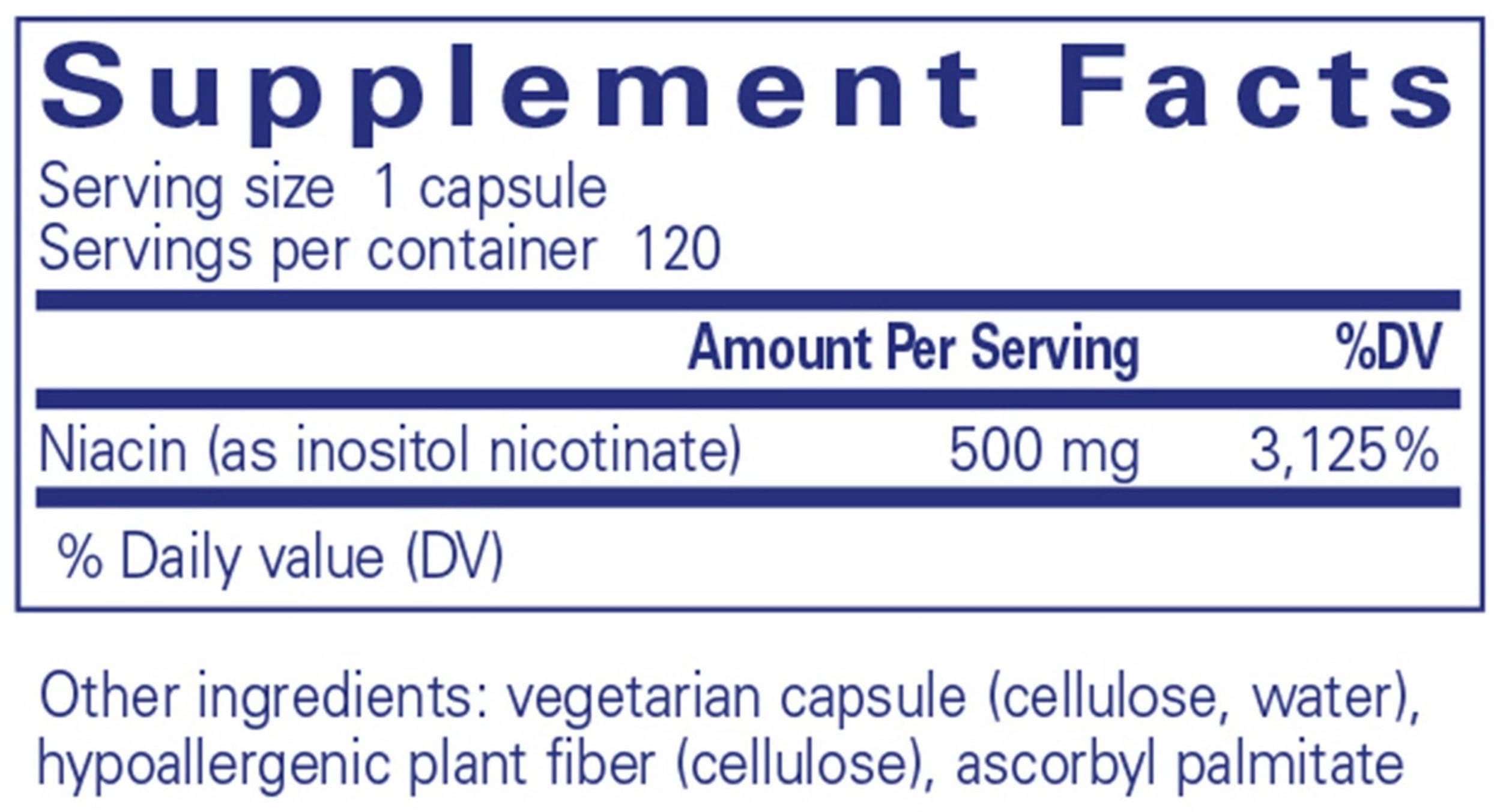 Pure Encapsulations Niacitol 500 mg Ingredients