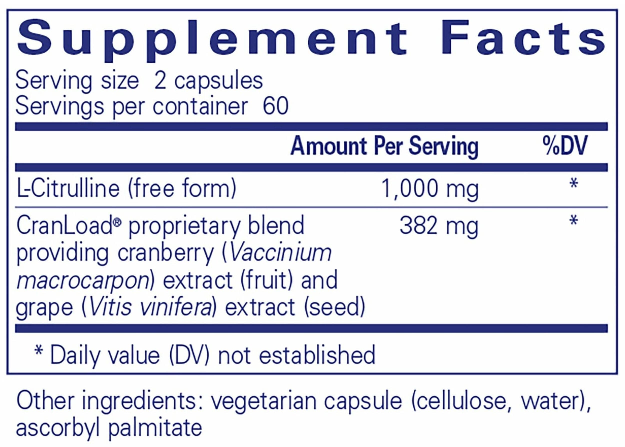 Pure Encapsulations Nitric Oxide Ultra (capsules) Ingredients
