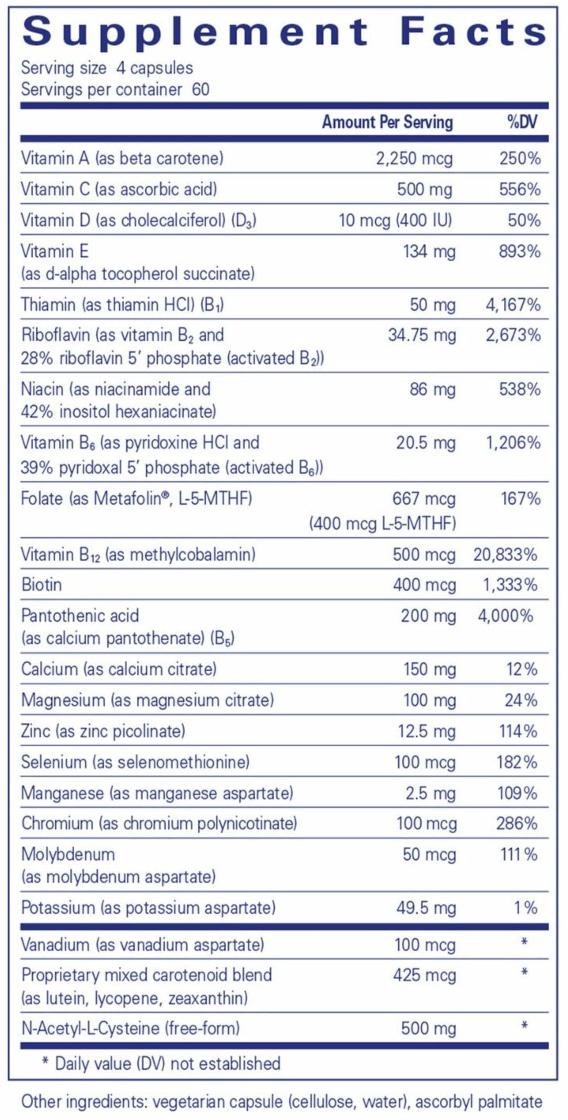 Pure Encapsulations Nutrient 950 with NAC Ingredients