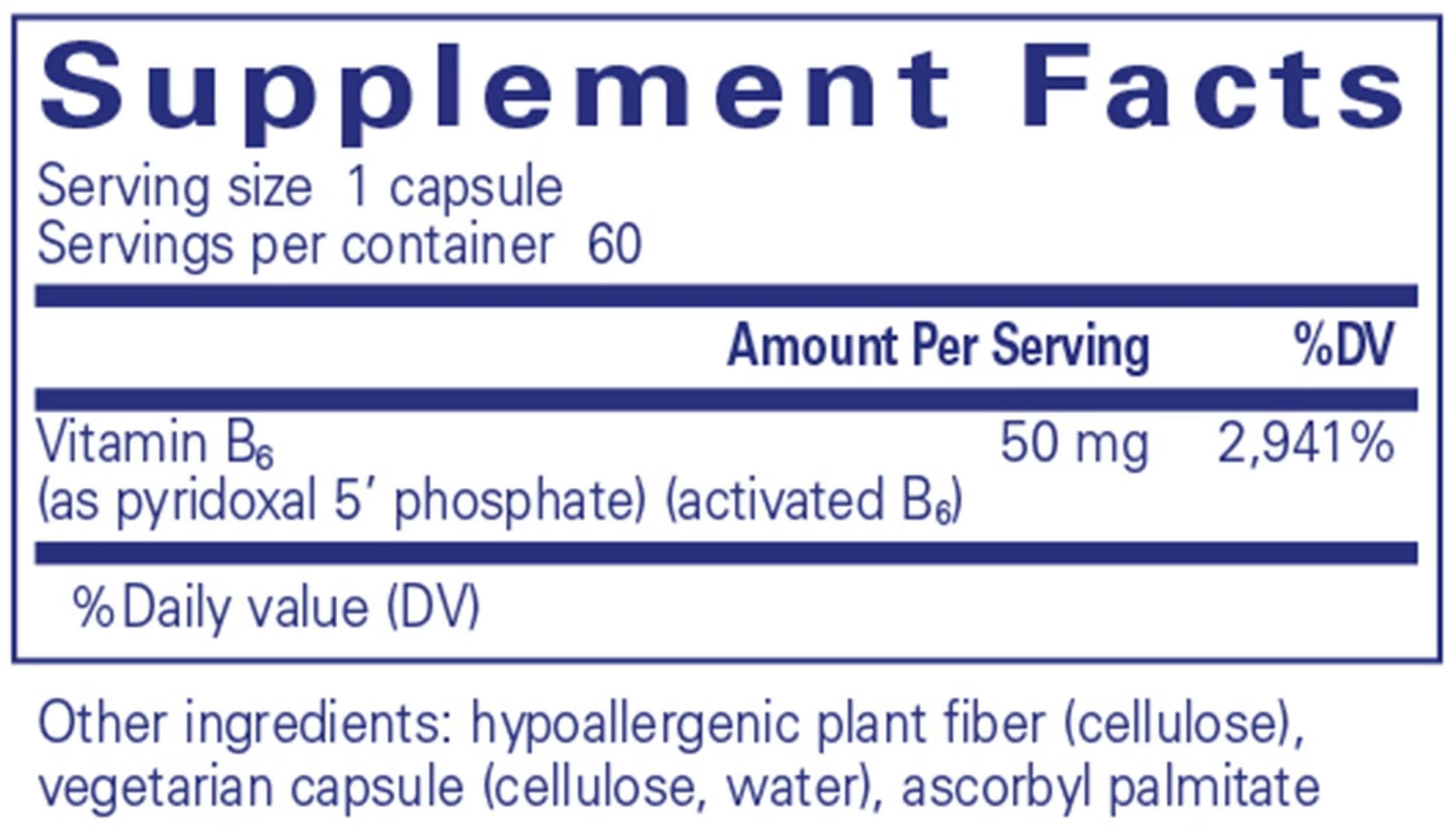 Pure Encapsulations P5P 50 Ingredients