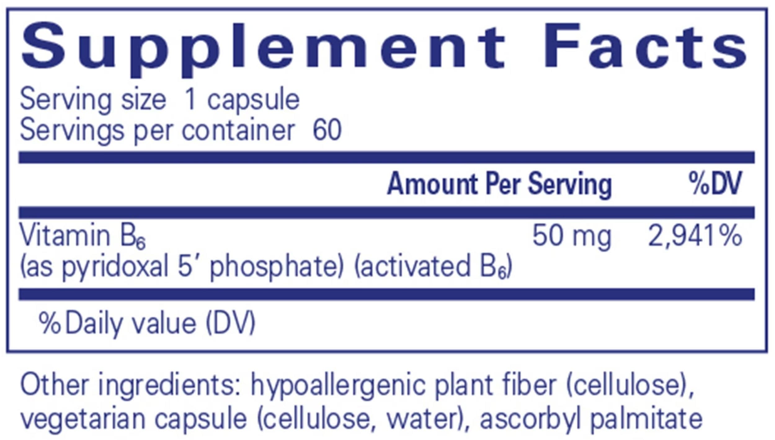 Pure Encapsulations P5P 50 Ingredients 