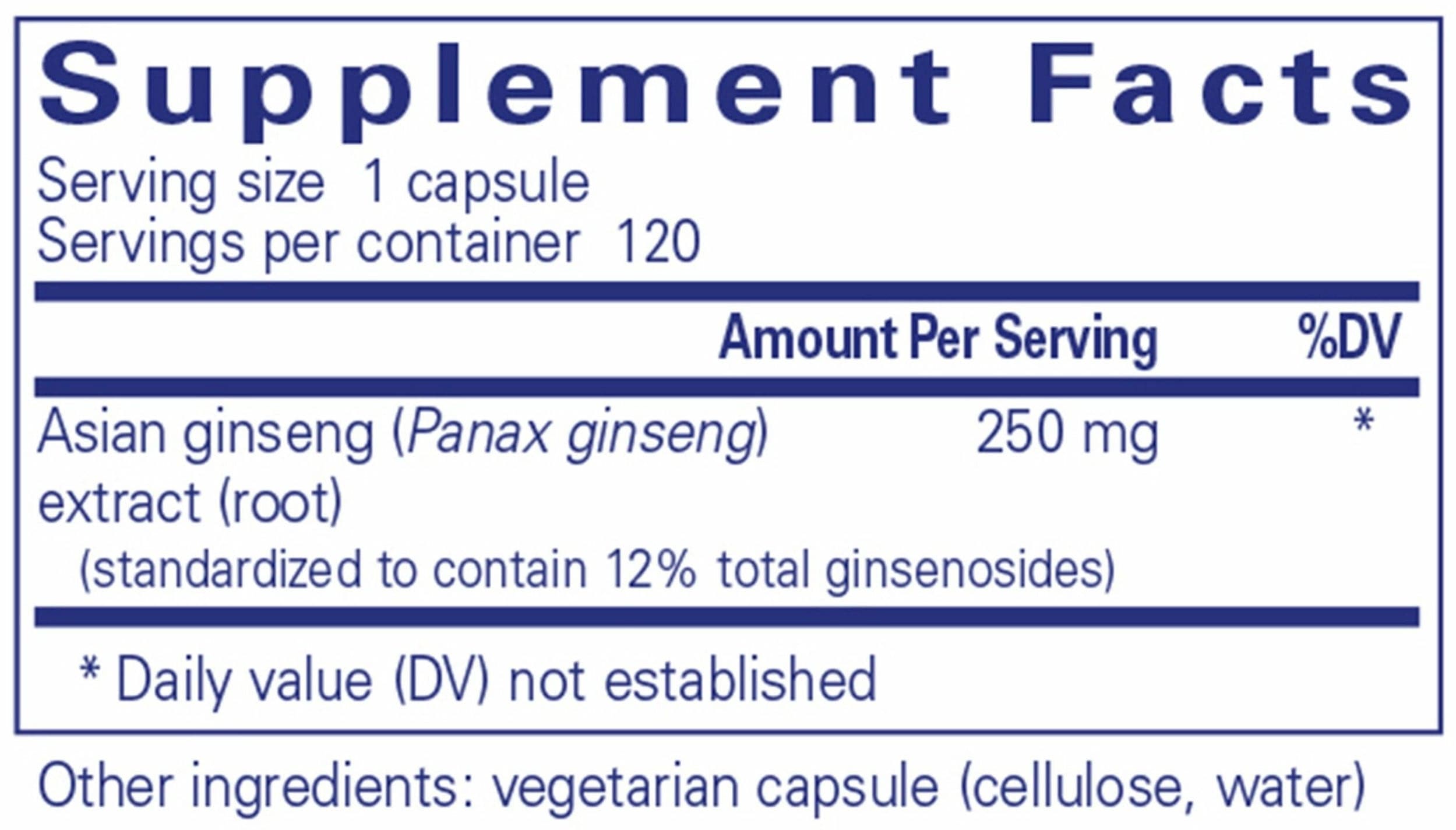 Pure Encapsulations Panax Ginseng Ingredients