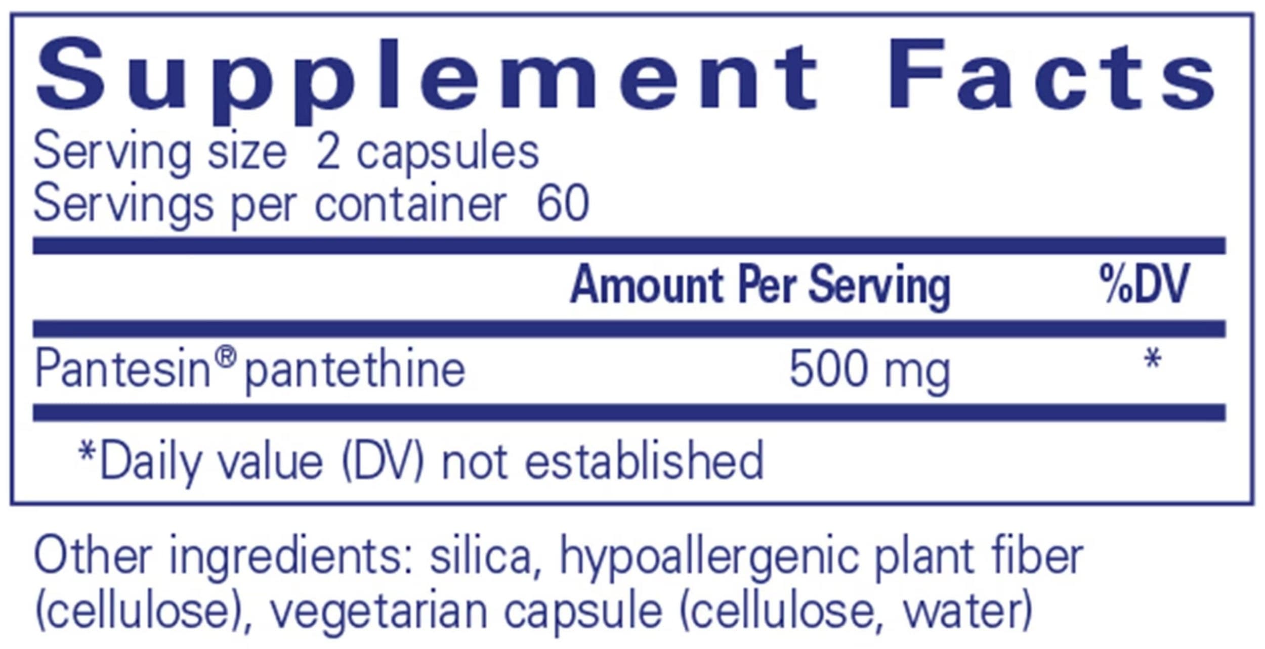 Pure Encapsulations Pantethine Ingredients