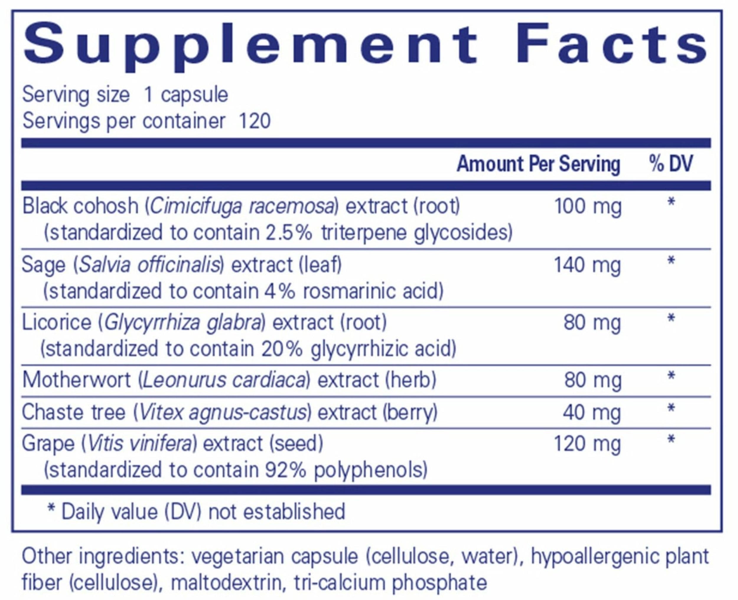 Pure Encapsulations PhytoBalance II Ingredients