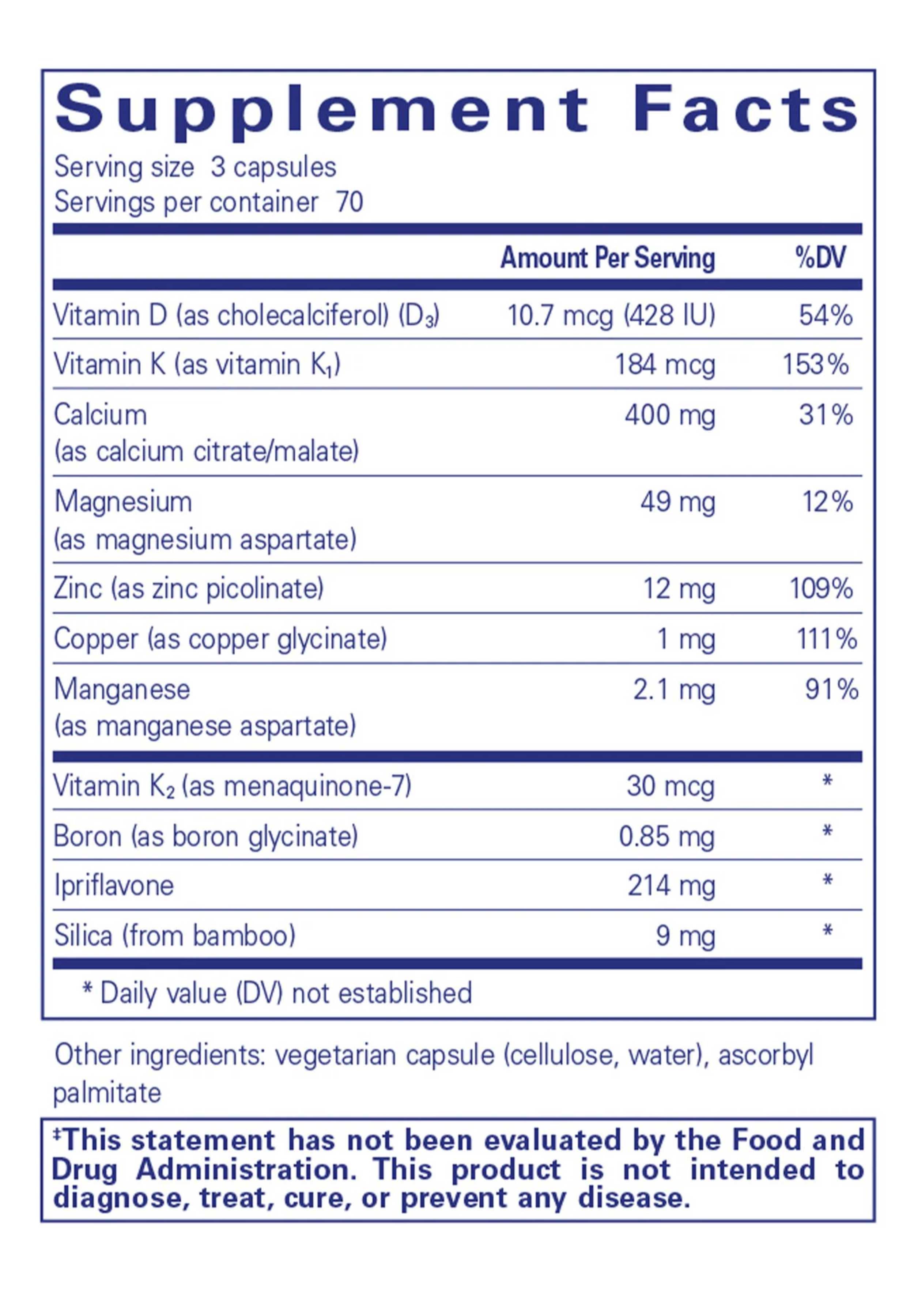 Pure Encapsulations +Cal+ with Ipriflavone Ingredients