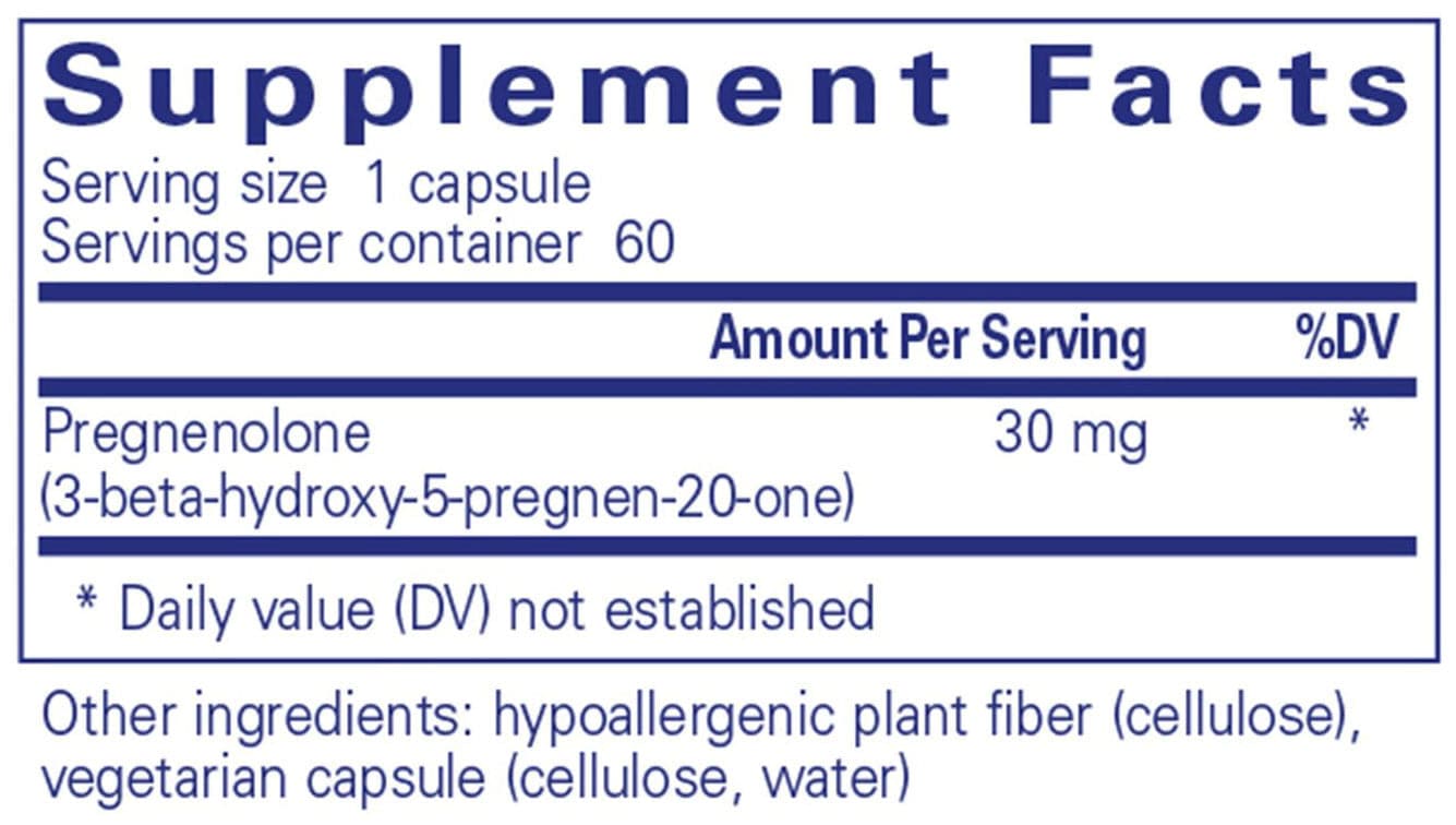 Pure Encapsulations Pregnenolone 30mg Ingredients