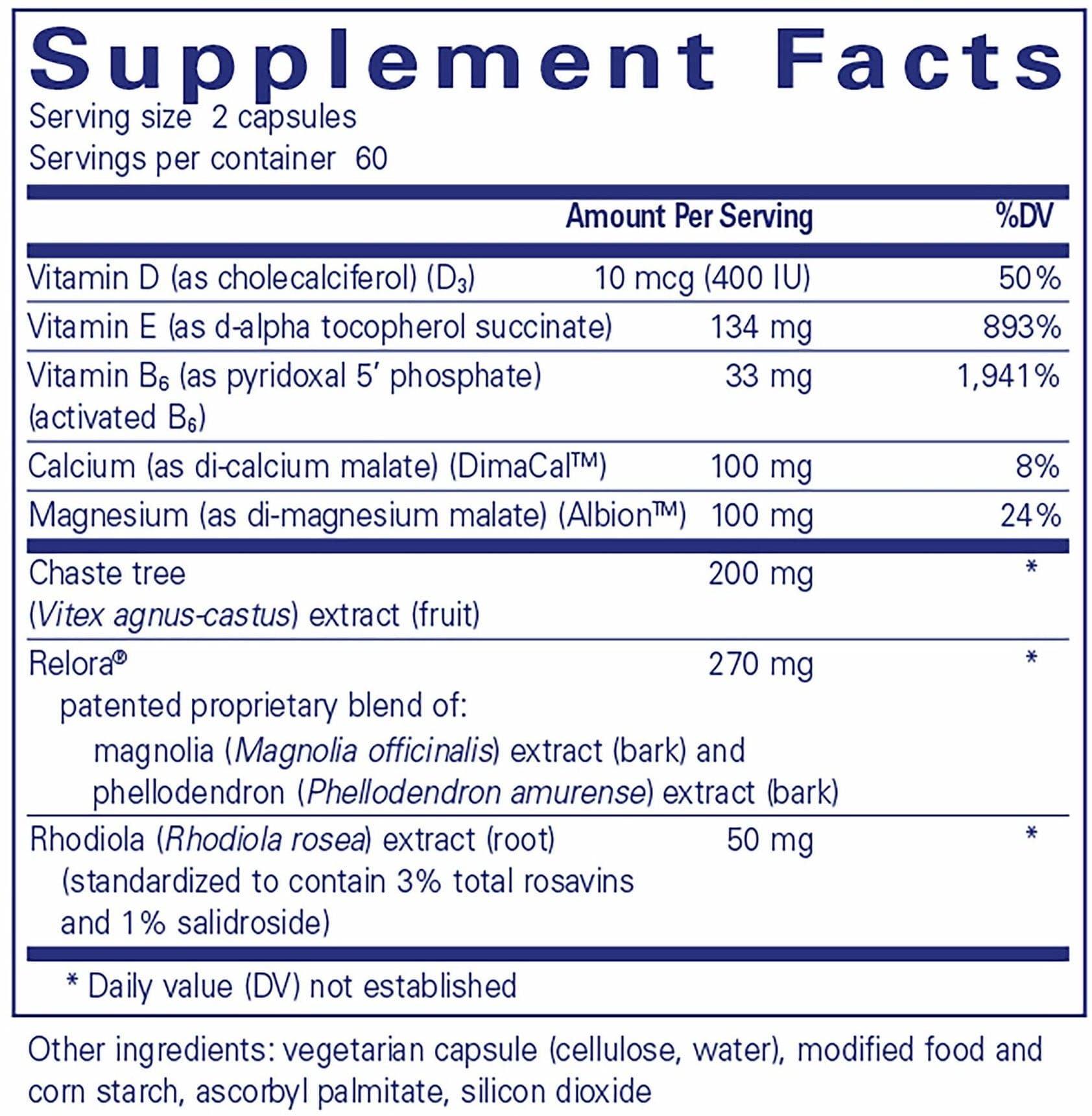 Pure Encapsulations PMS Essentials (Formerly ProSoothe II) Ingredients