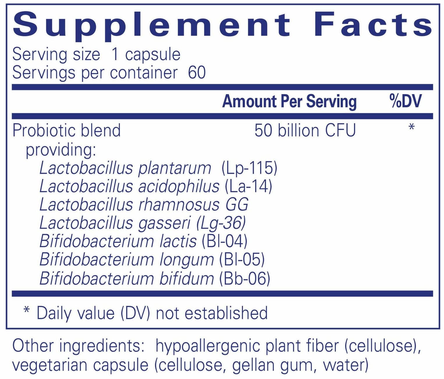 Pure Encapsulations Probiotic 50B Ingredients