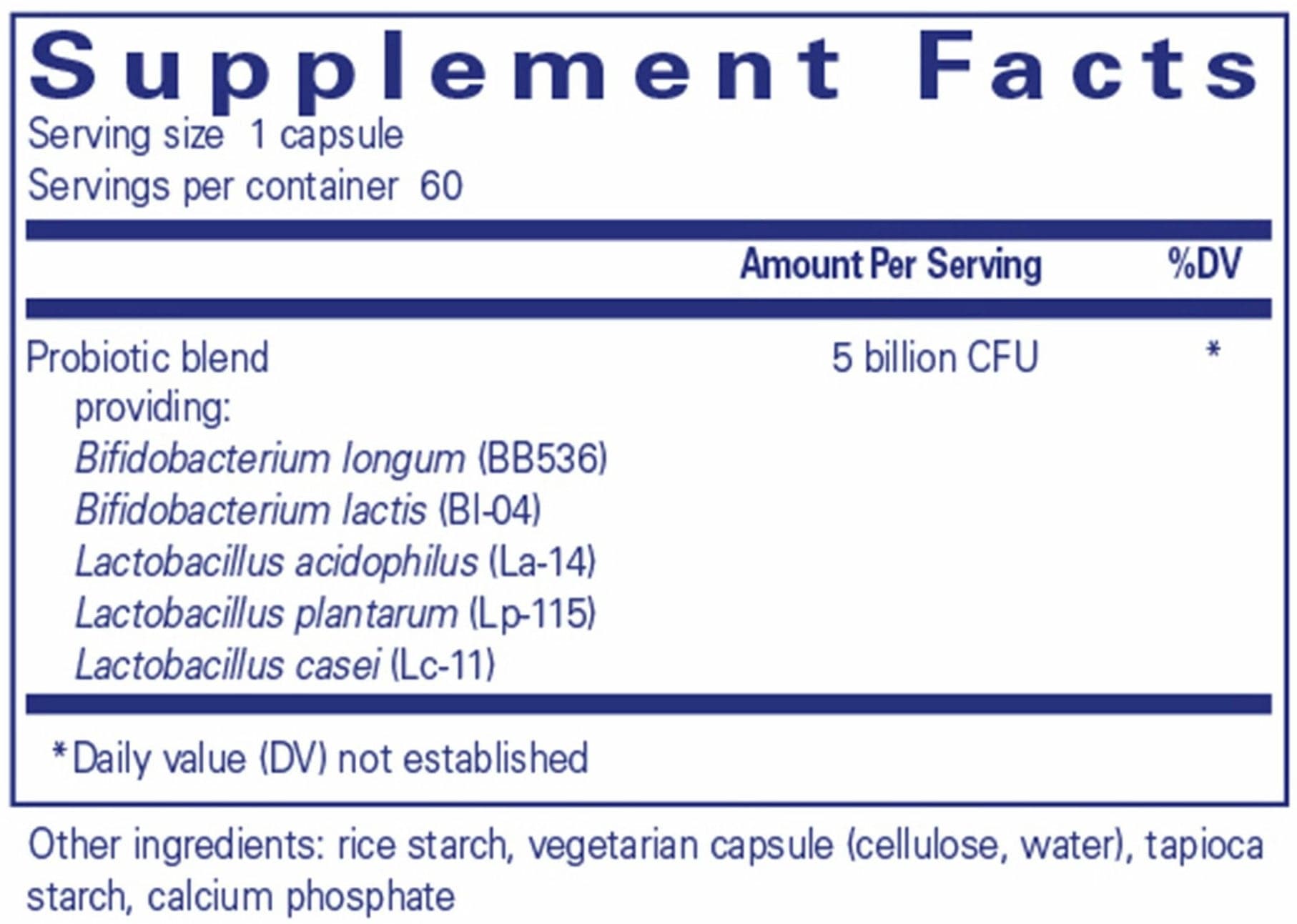 Pure Encapsulations Probiotic IMM Ingredients