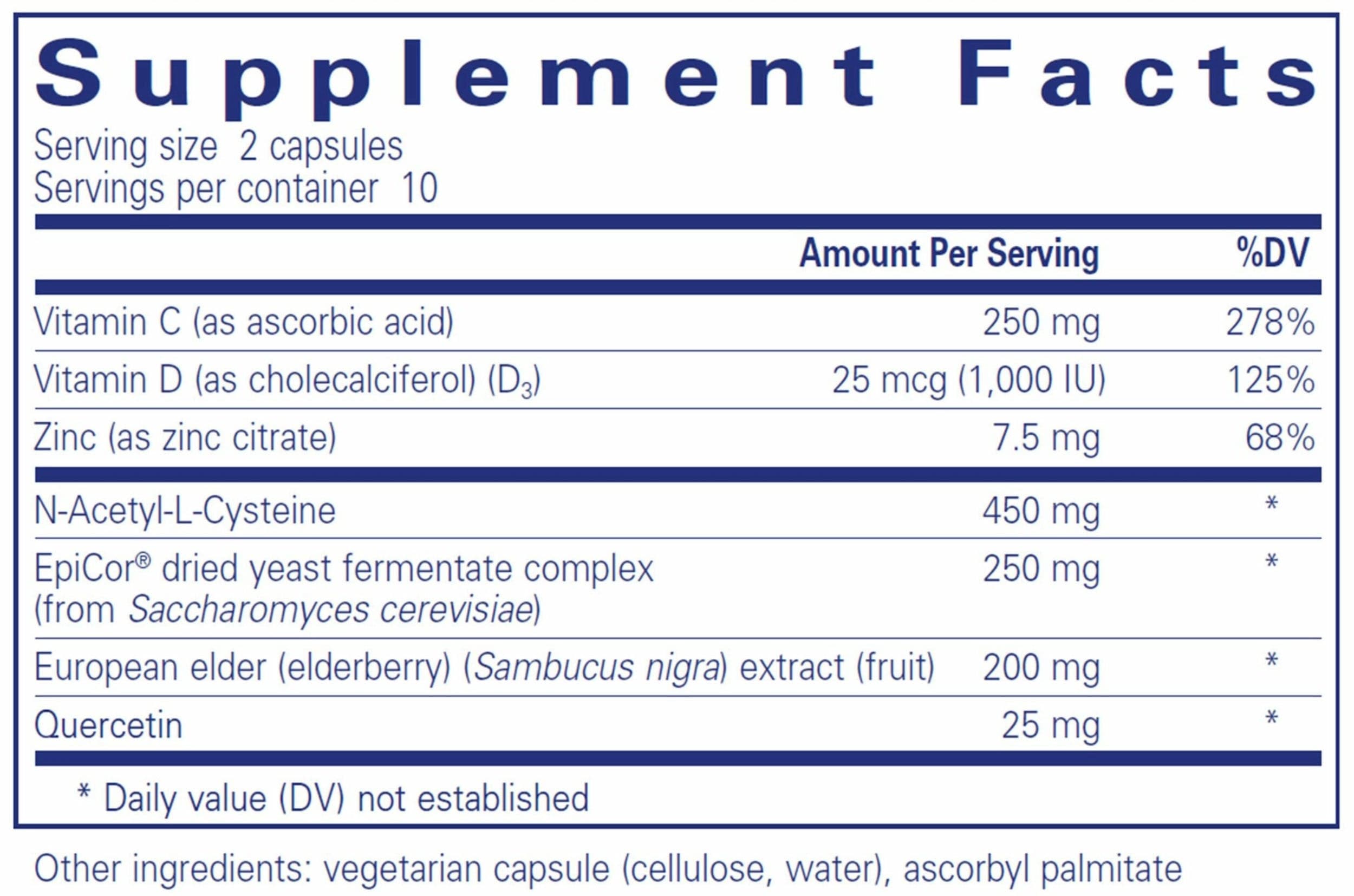 Pure Encapsulations PureDefense w/NAC travel pack Ingredients
