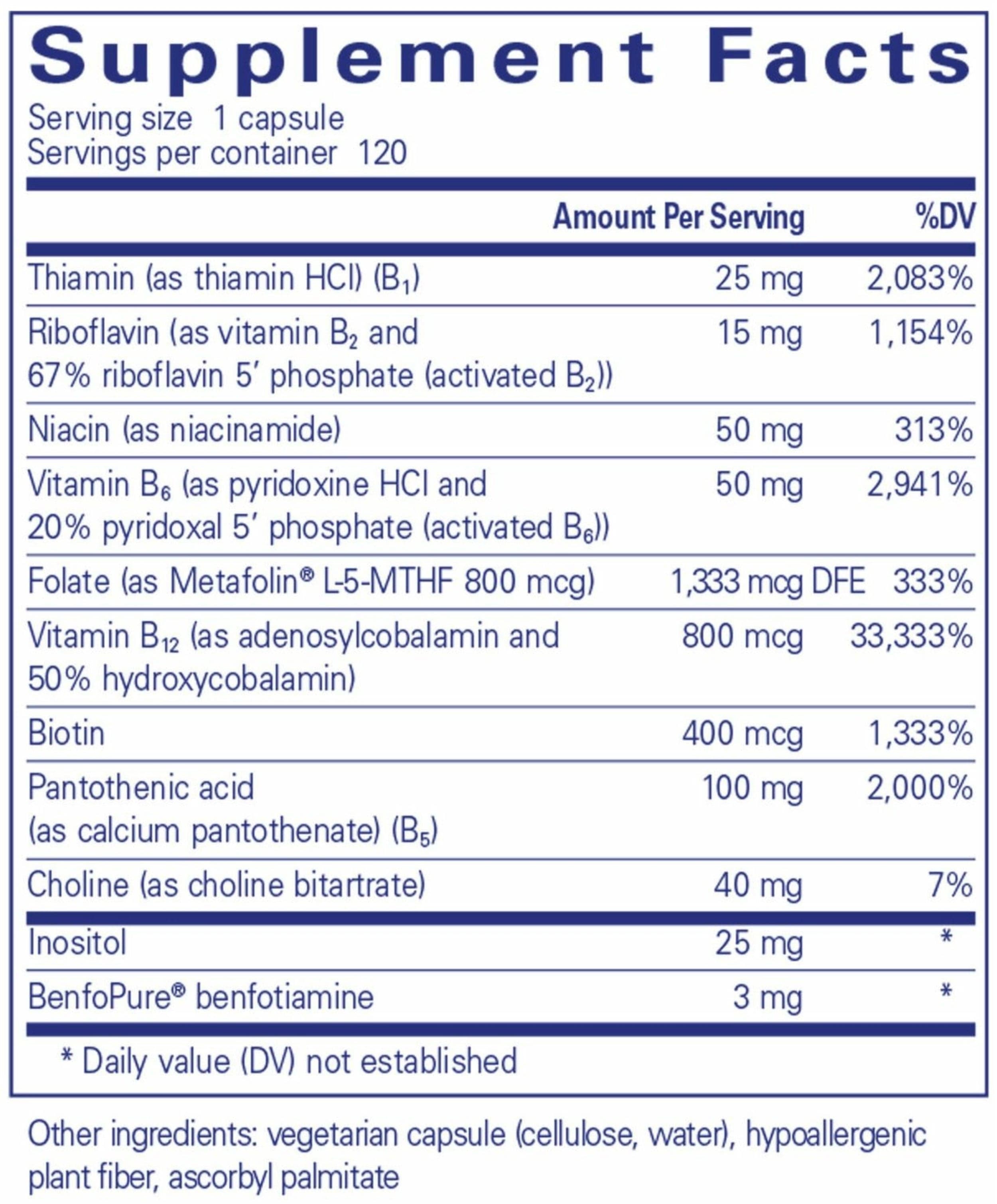 Pure Encapsulations PureGenomics B-Complex Ingredients 