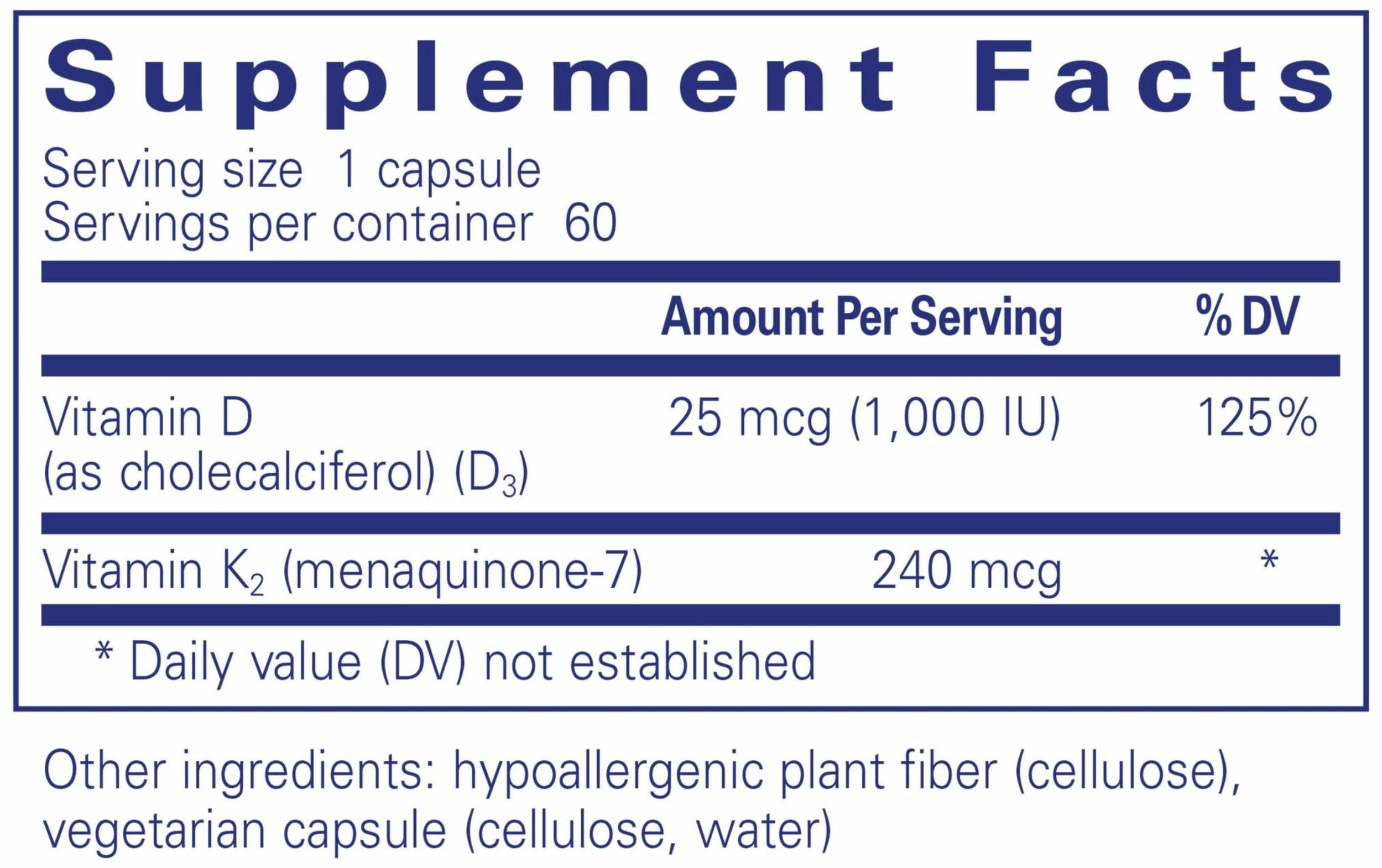 Pure Encapsulations PureHeart K2D Ingredients