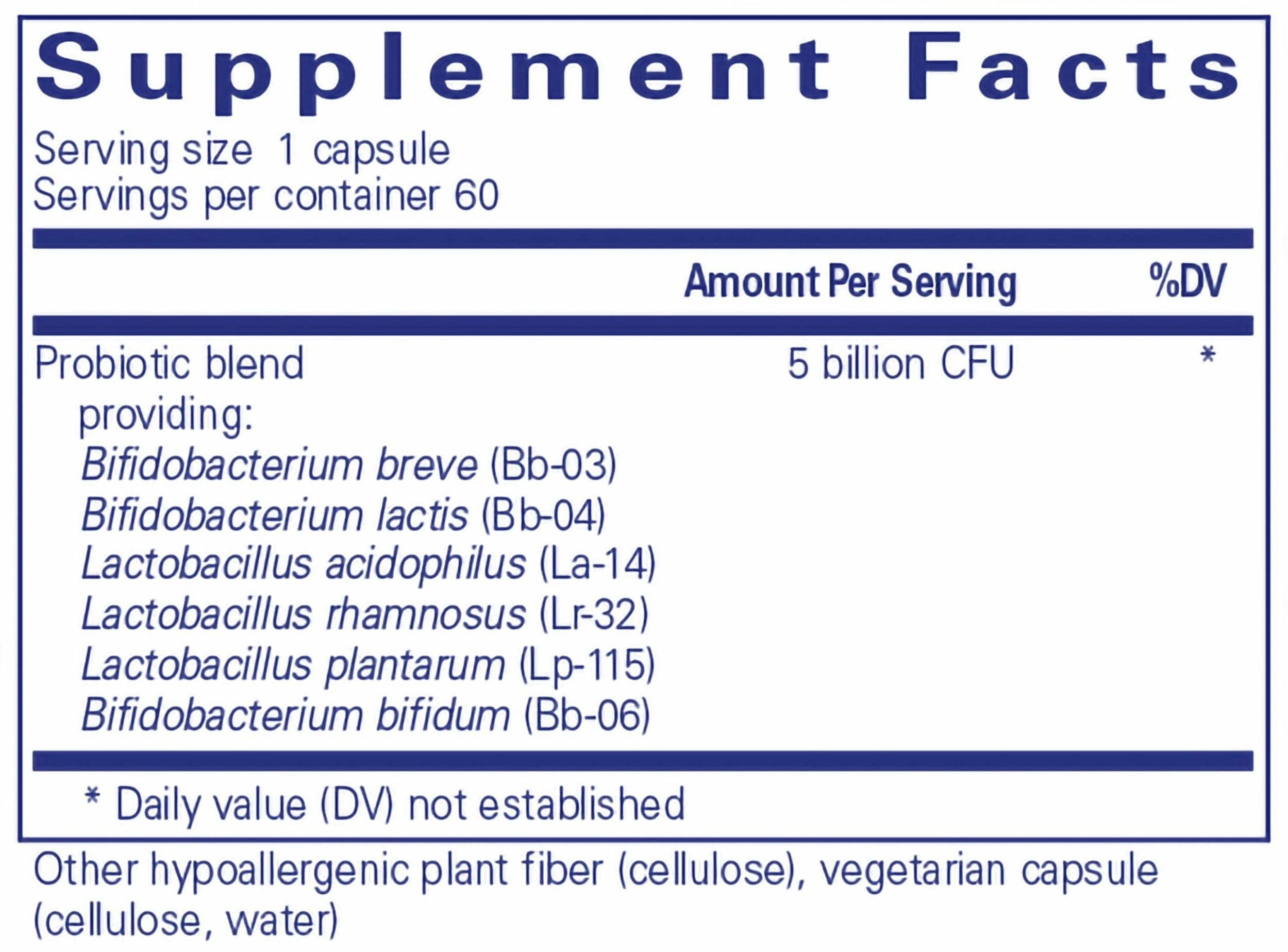 Pure Encapsulations PureProbiotic Allergen-Free Ingredients