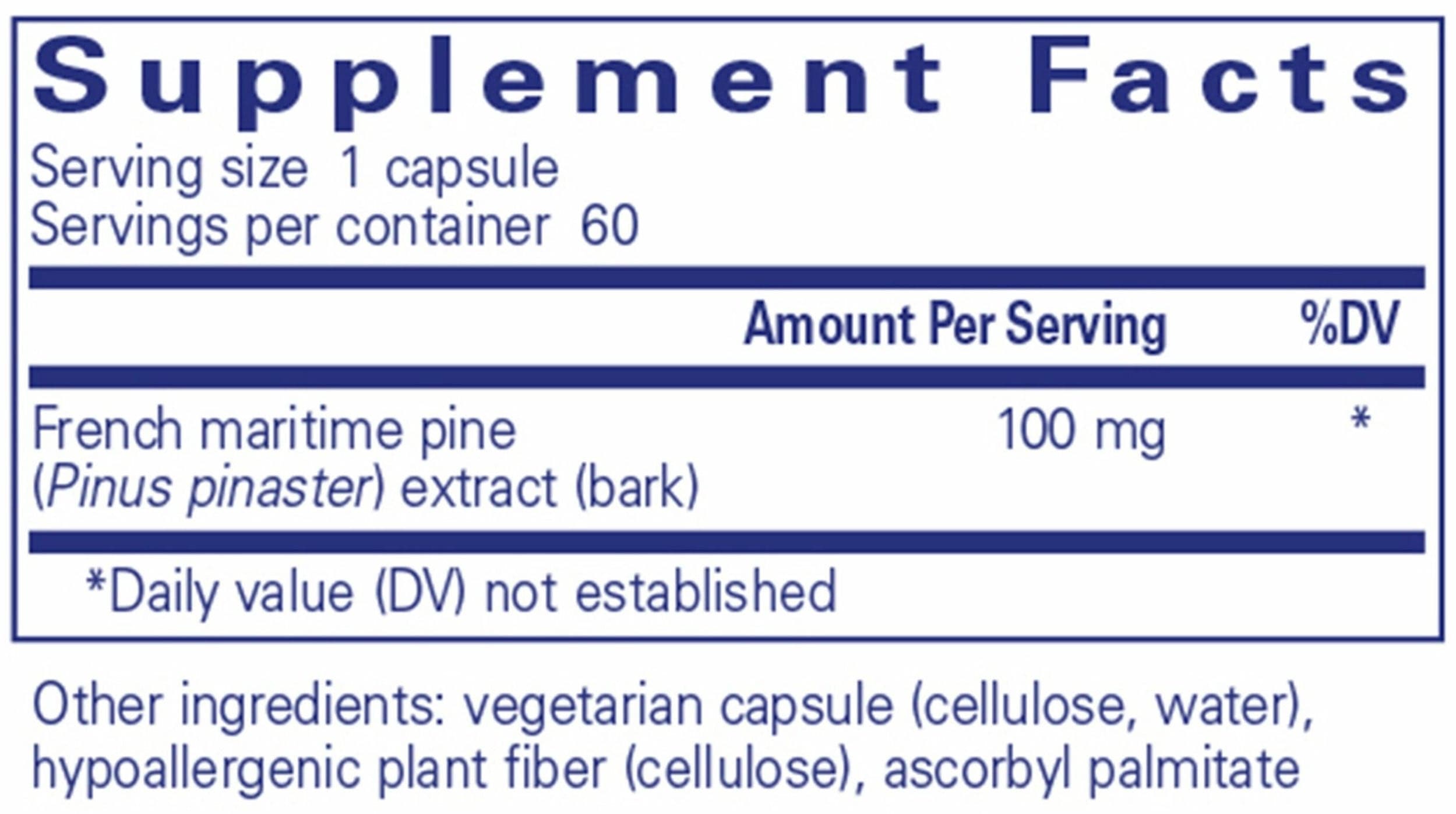 Pure Encapsulations Pycnogenol 100mg Ingredients