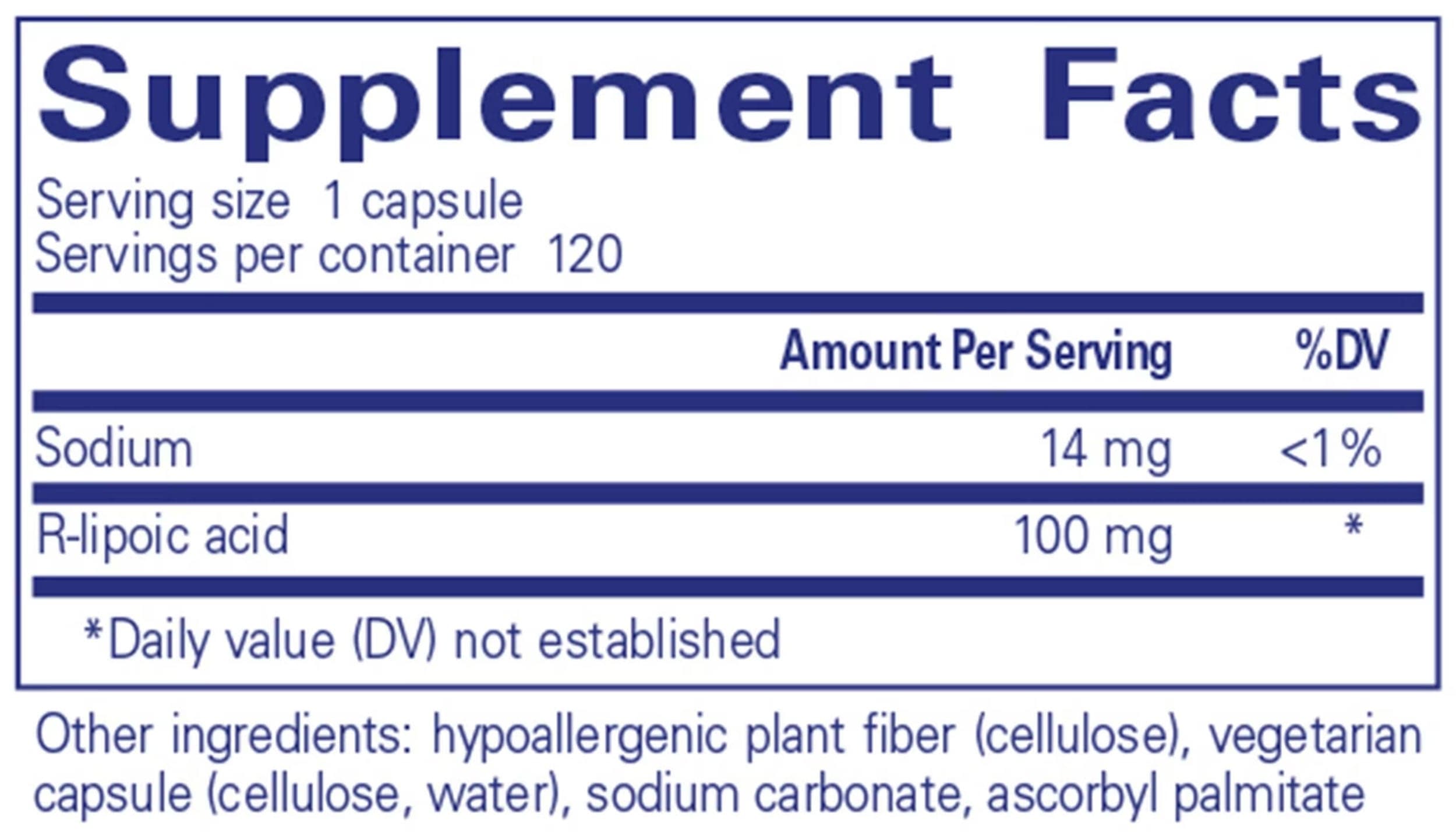 Pure Encapsulations R-Lipoic Acid (stabilized) Ingredients