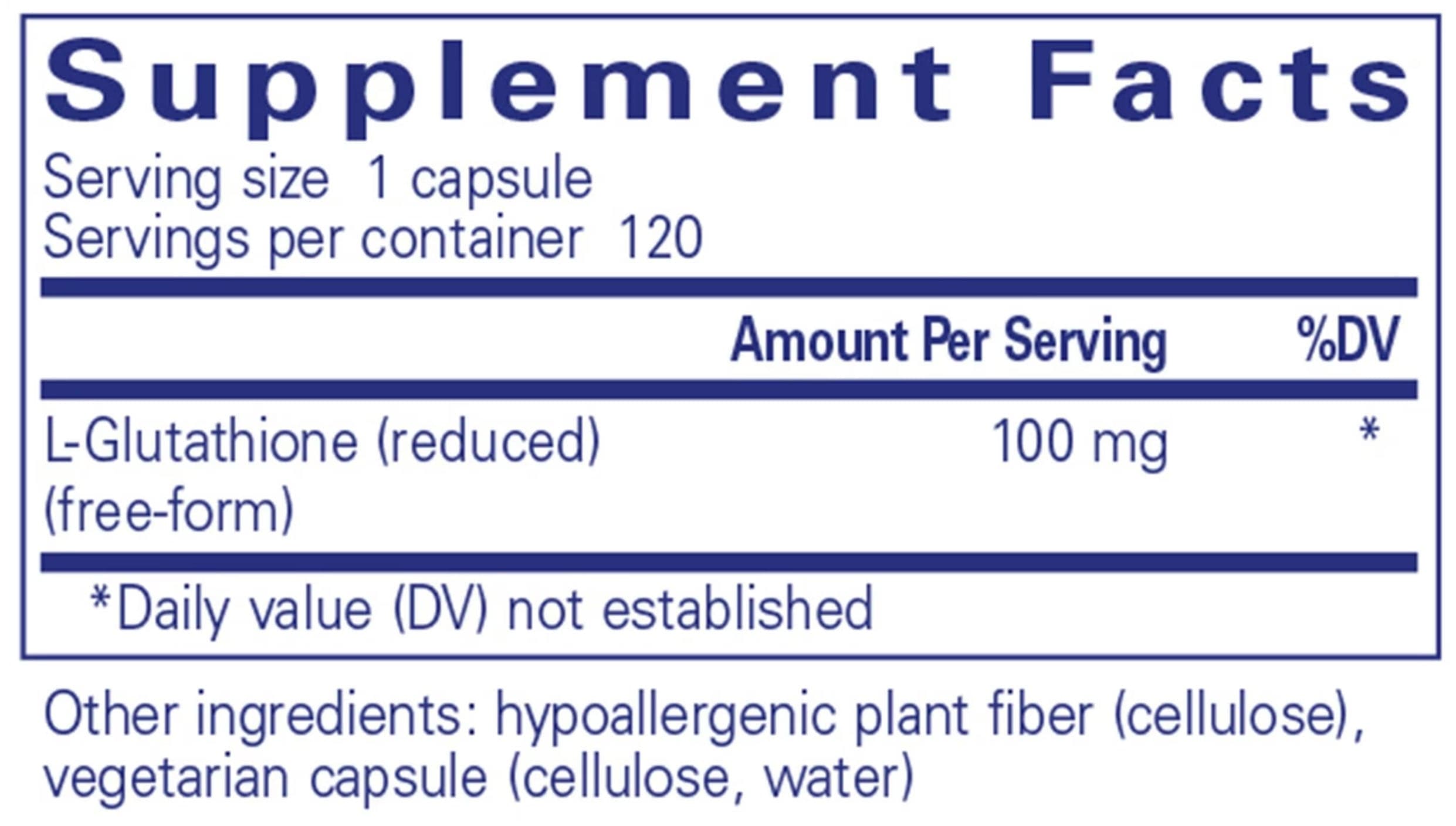 Pure Encapsulations Reduced Glutathione Ingredients