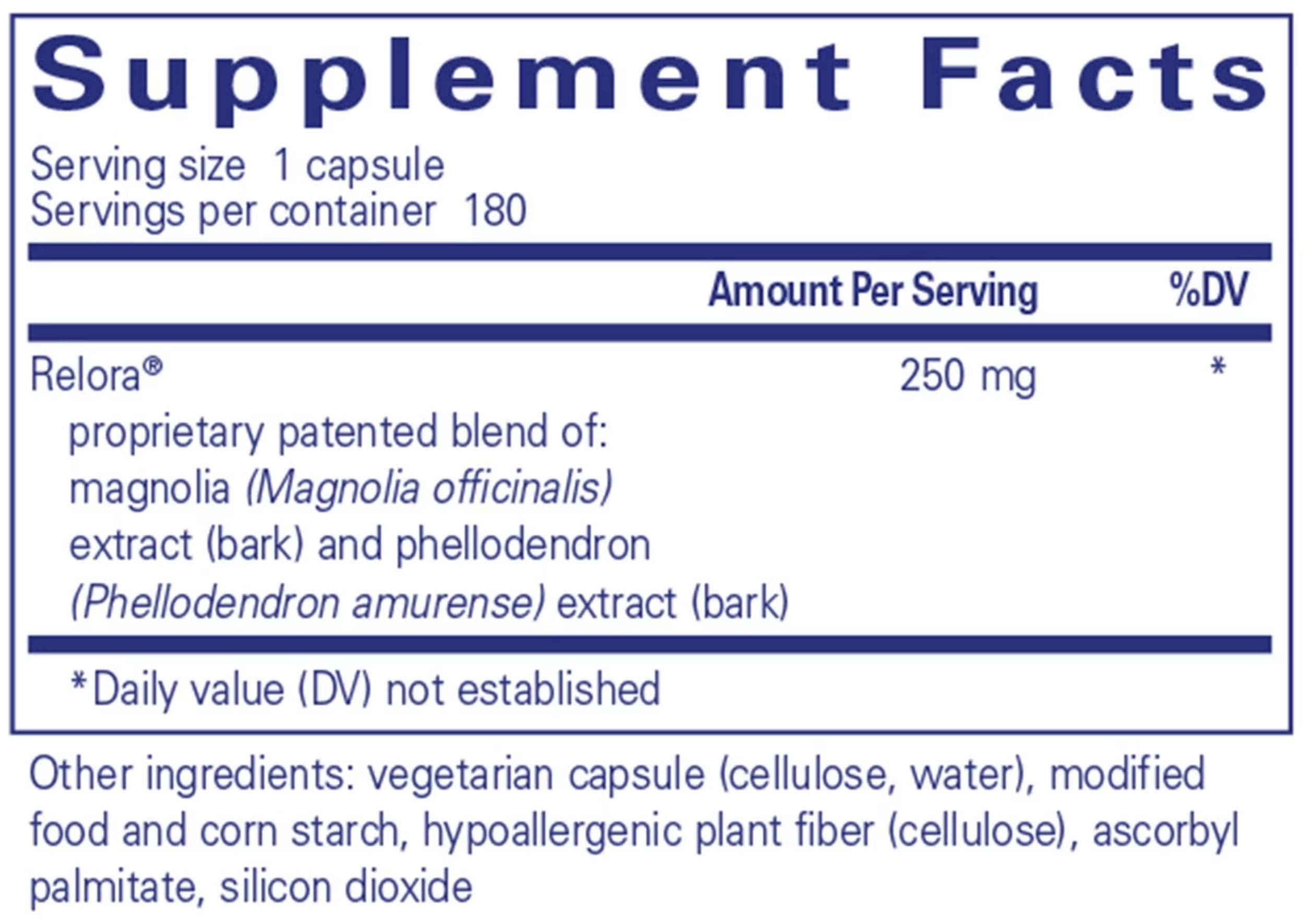 Pure Encapsulations Relora Ingredients