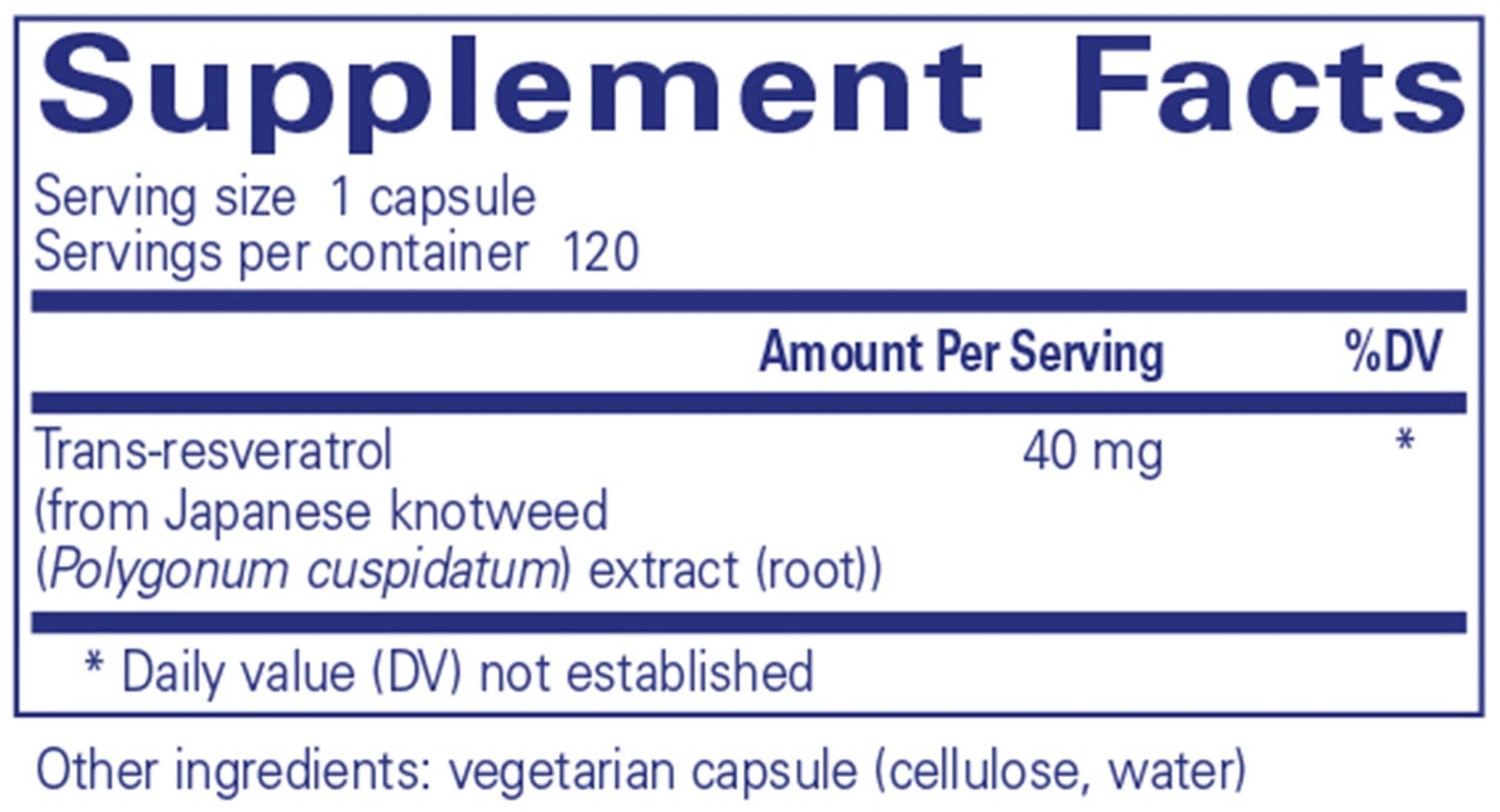 Pure Encapsulations Resveratrol Ingredients