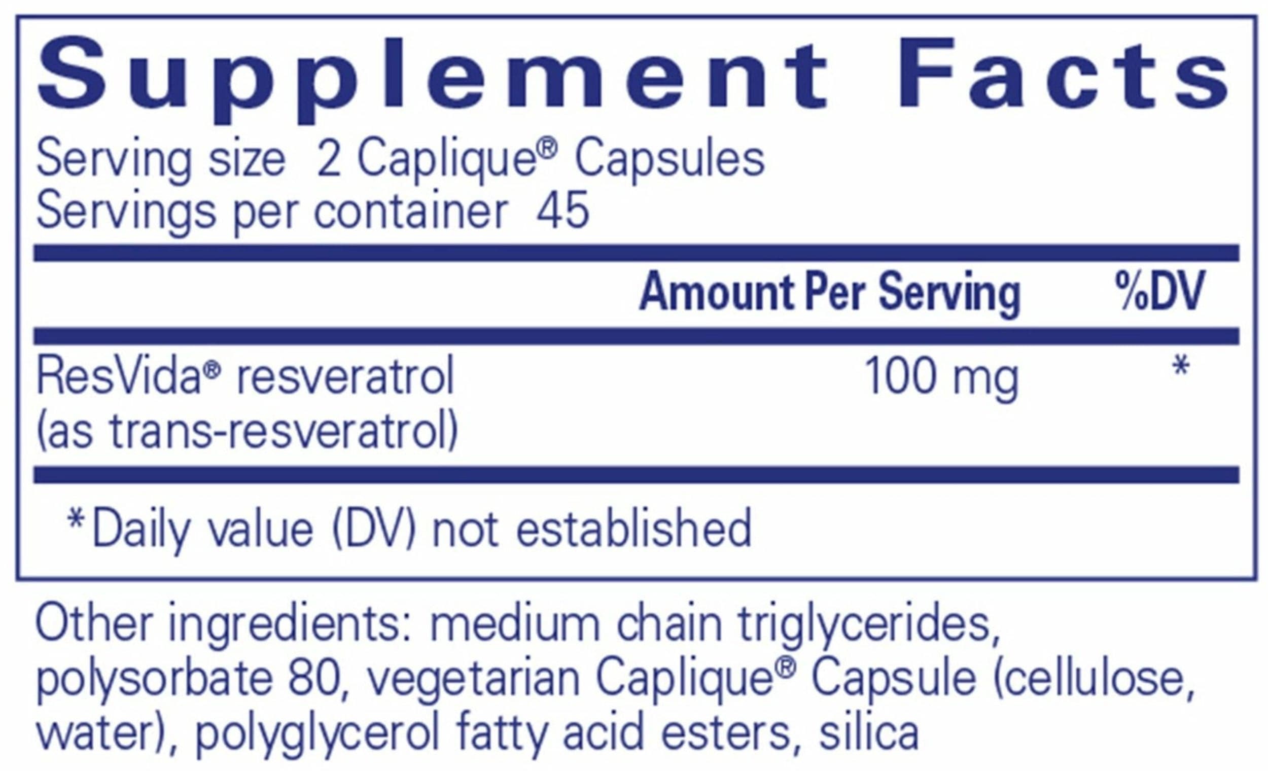 Pure Encapsulations Resveratrol VESIsorb Ingredients 