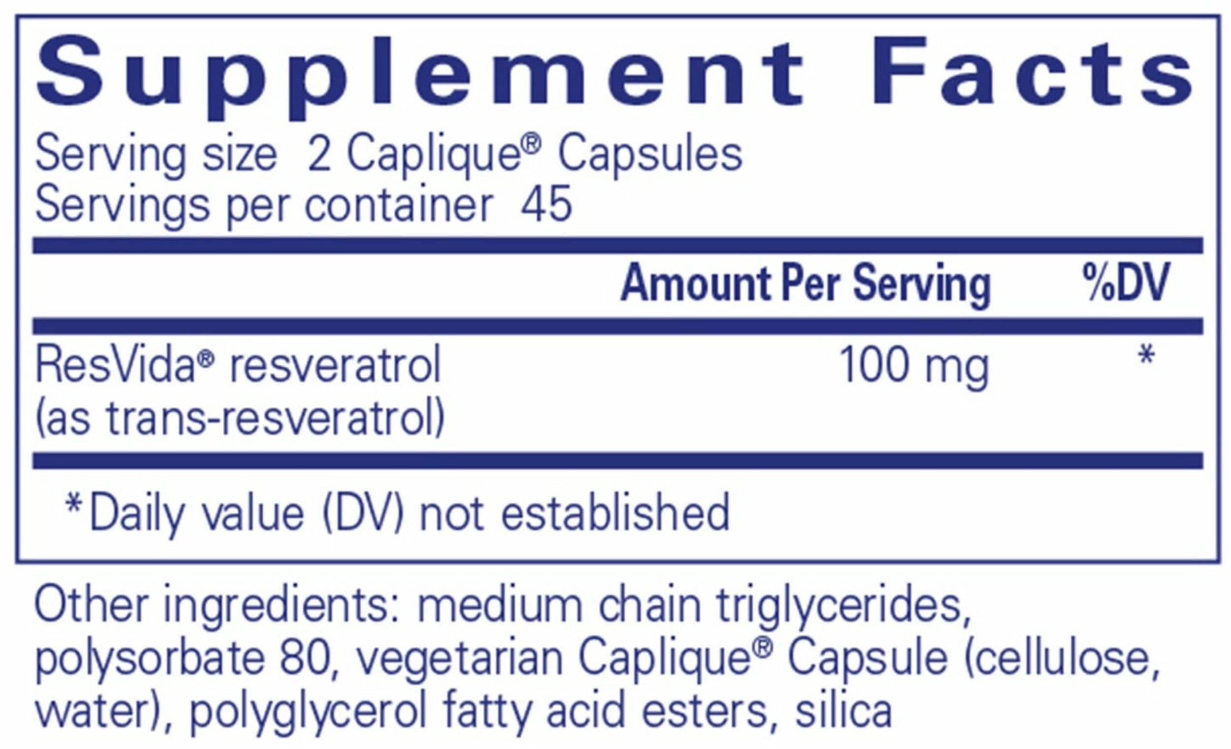 Pure Encapsulations Resveratrol VESIsorb Ingredients
