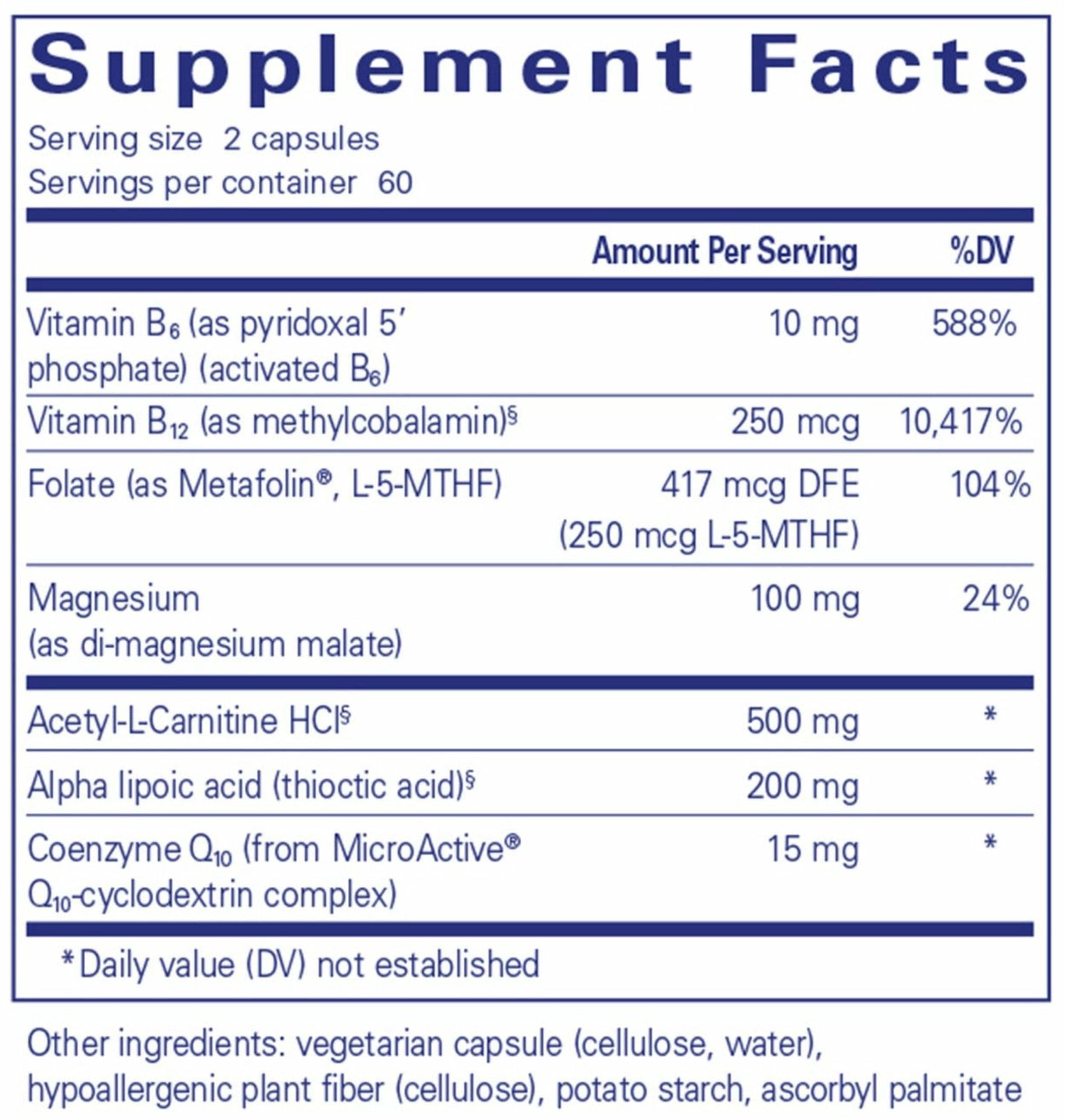 Pure Encapsulations RevitalAge Nerve Ingredients