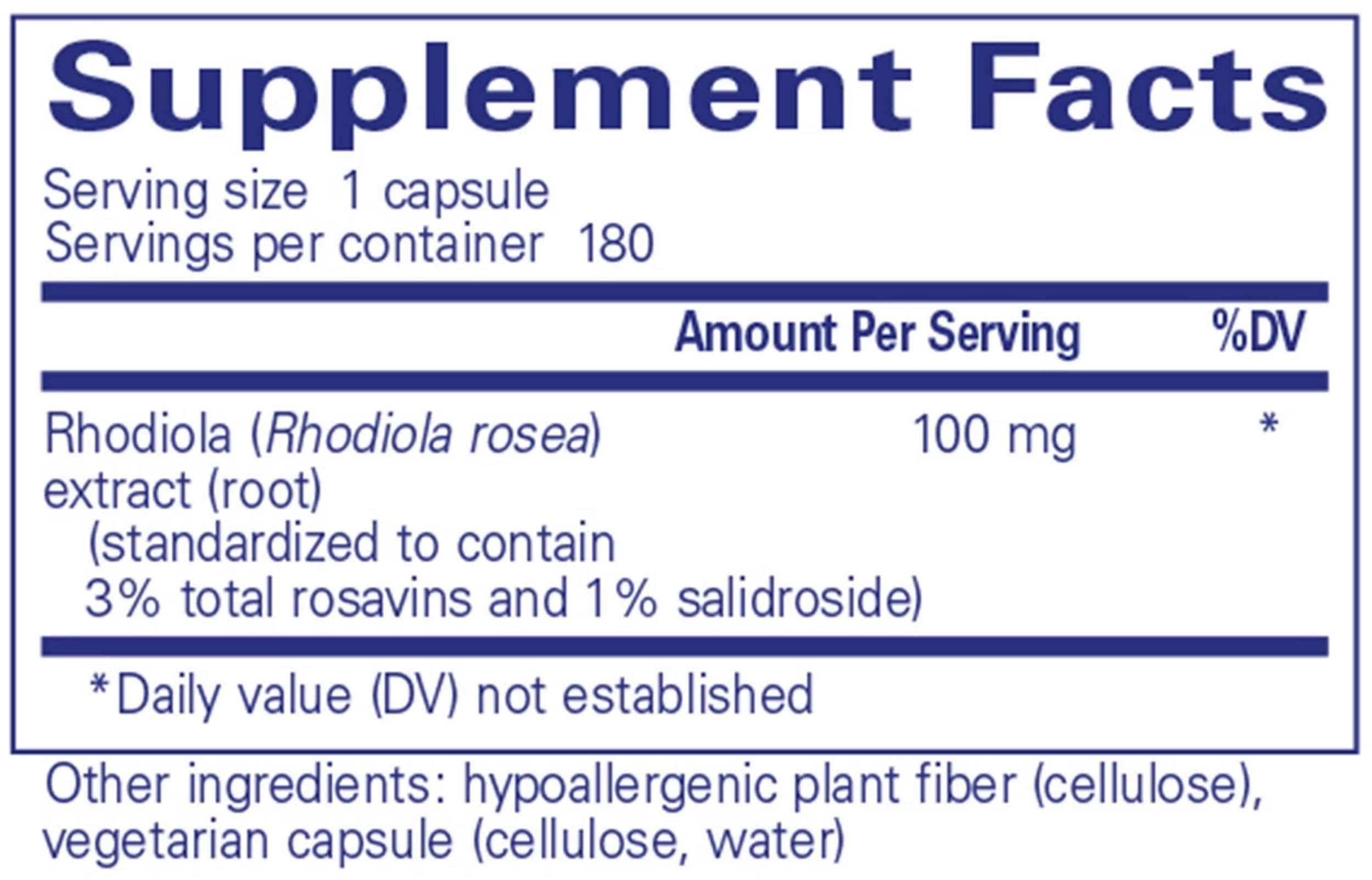 Pure Encapsulations Rhodiola Rosea Ingredients