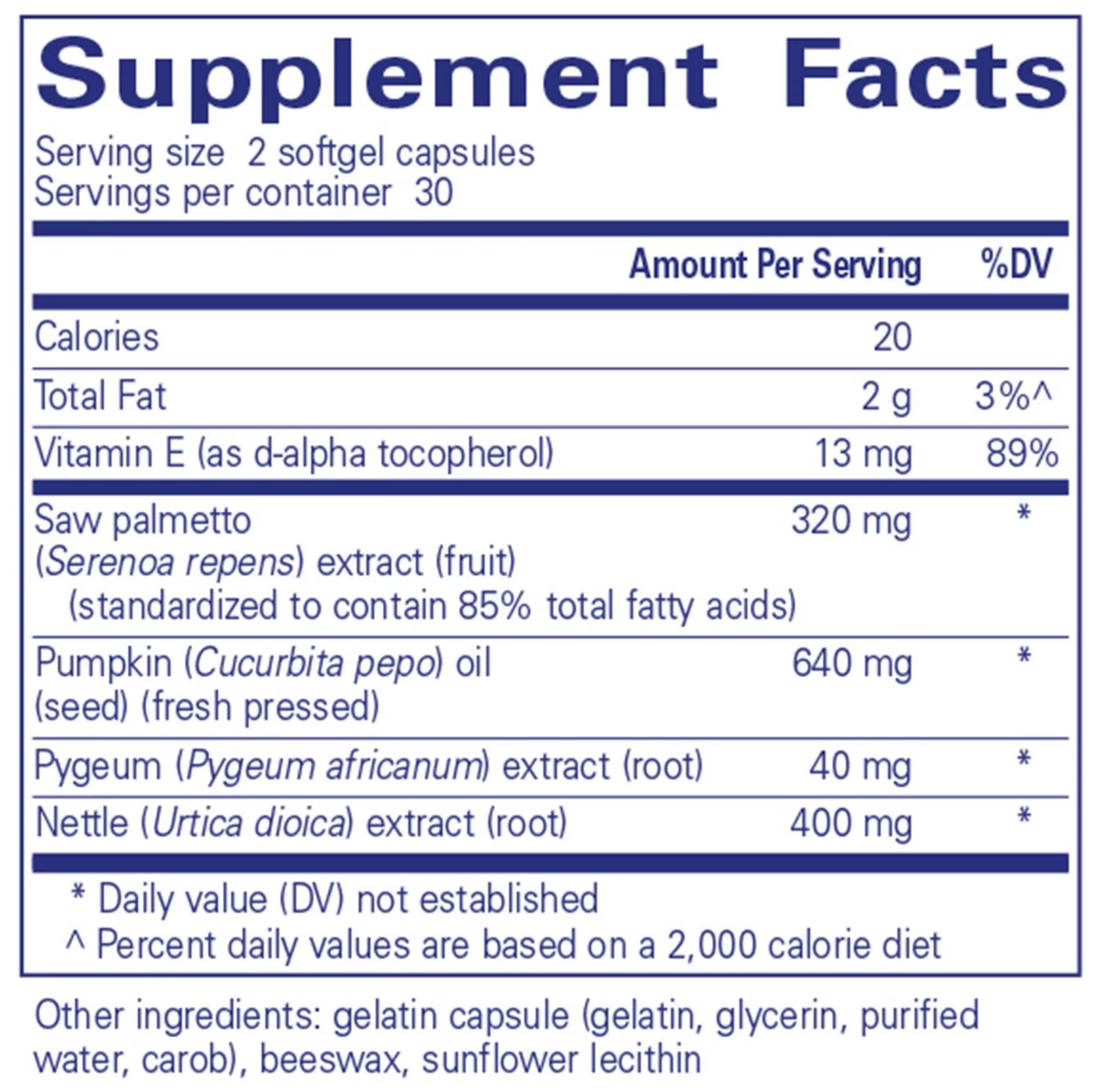 Pure Encapsulations Saw Palmetto Plus Ingredients