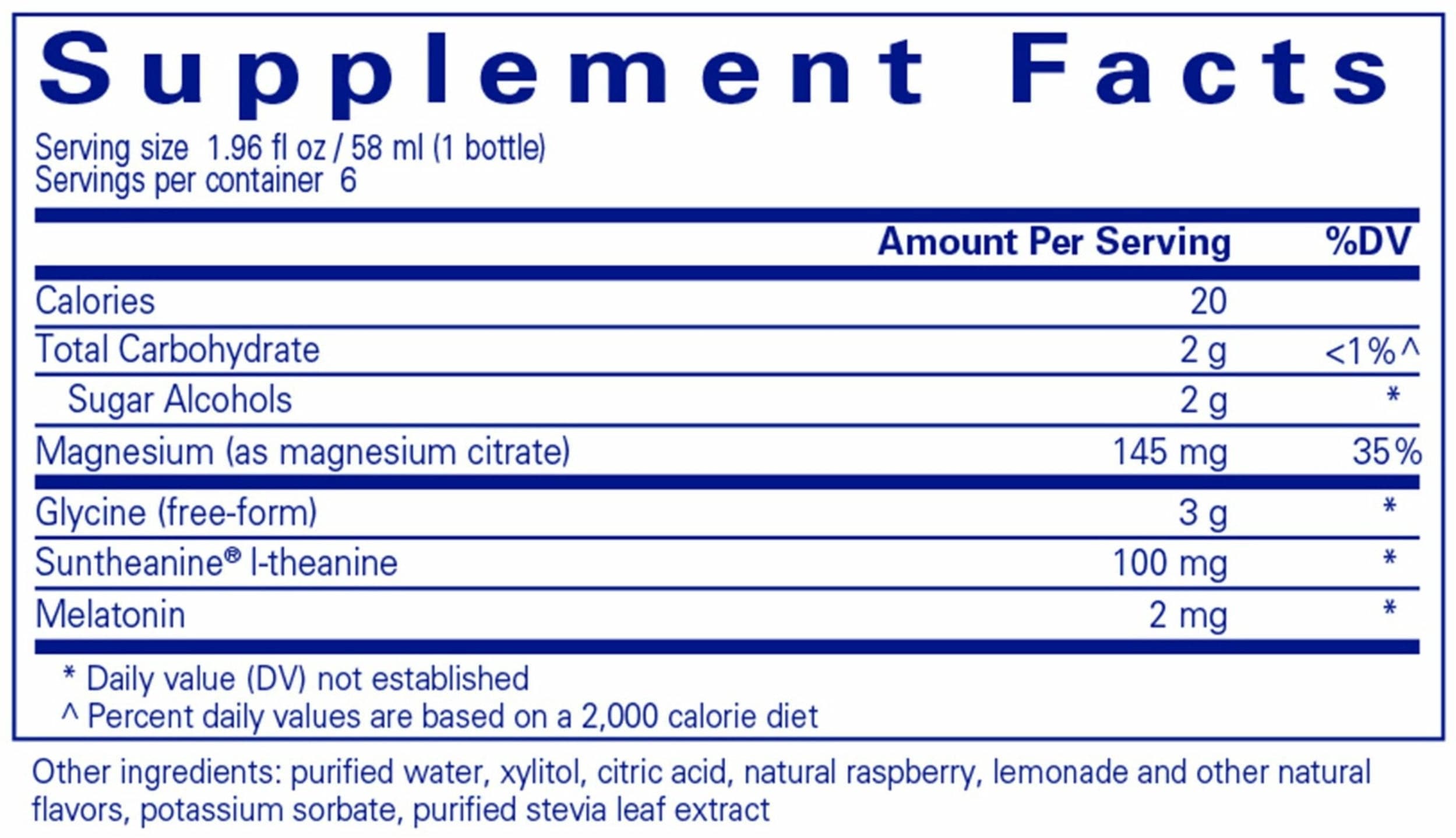 Pure Encapsulations Sleep Solution (single dose liquid) Ingredients 