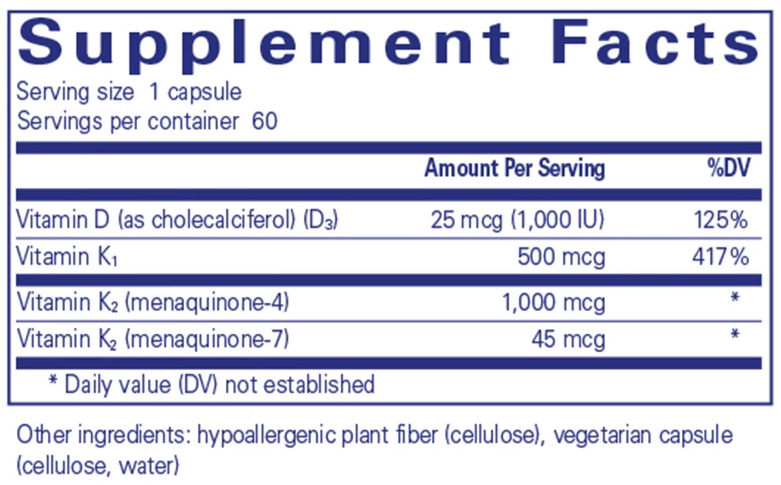 Pure Encapsulations Synergy K Ingredients