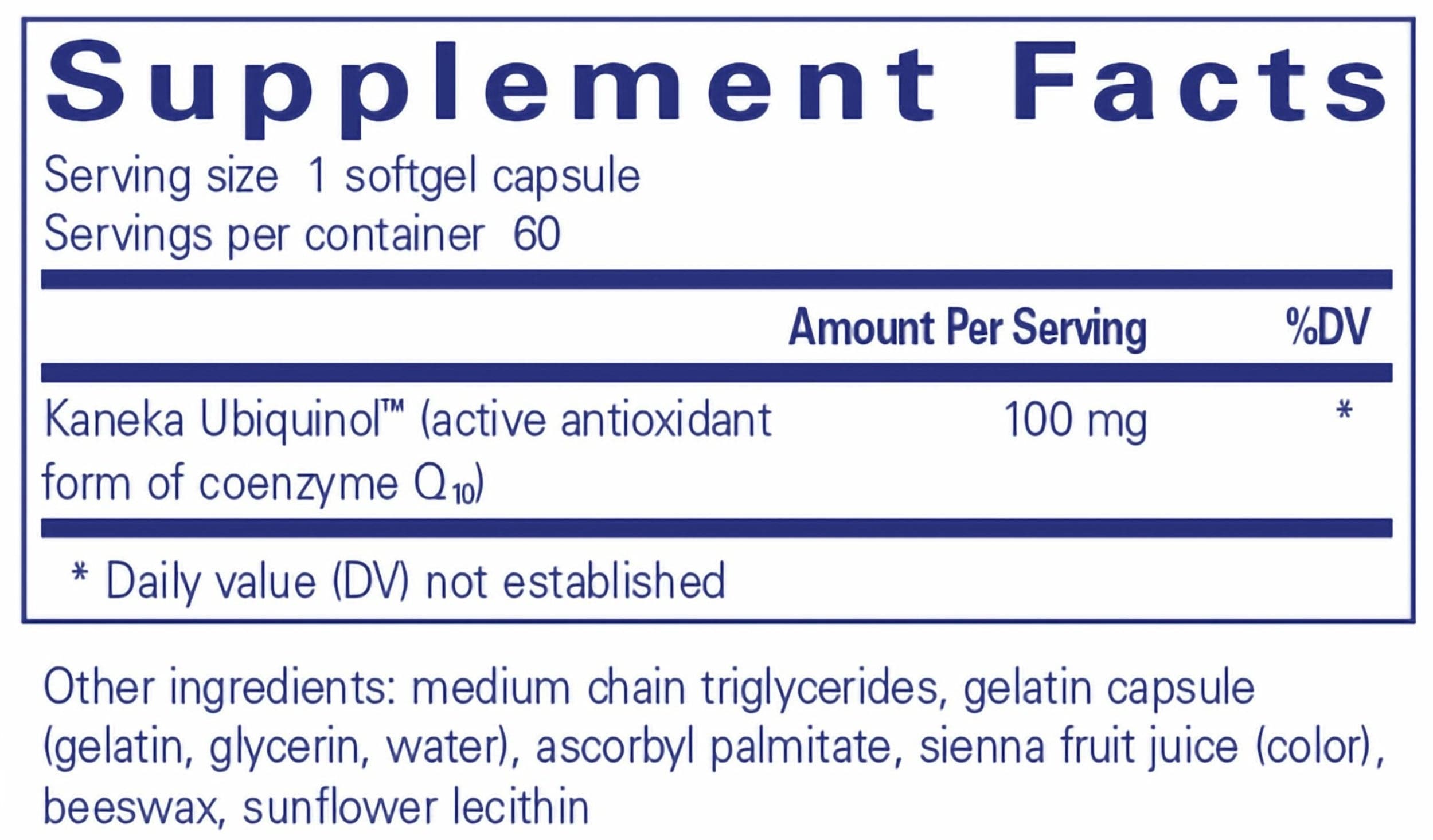 Pure Encapsulations Ubiquinol-QH Ingredients