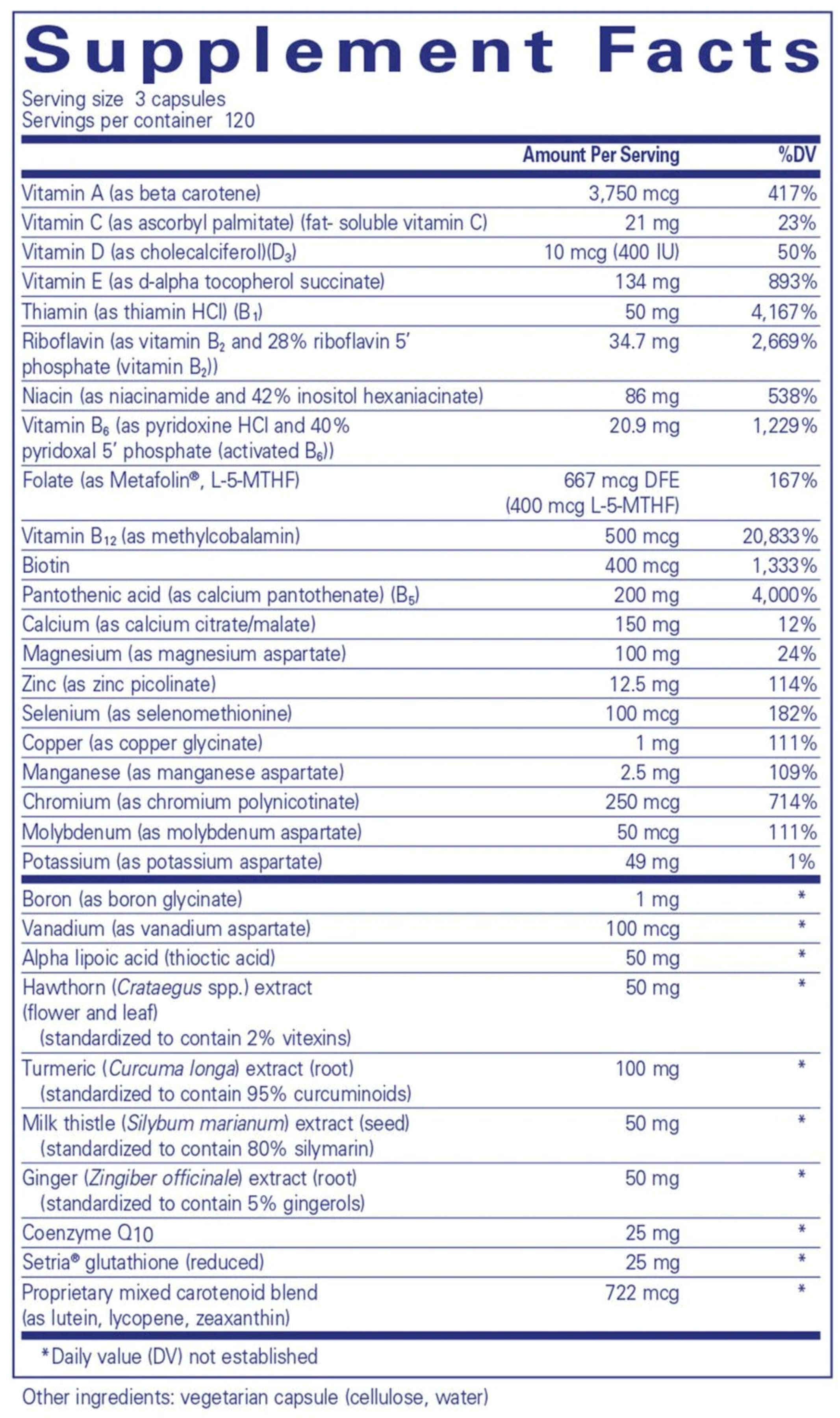 Pure Encapsulations UltraNutrient Ingredients
