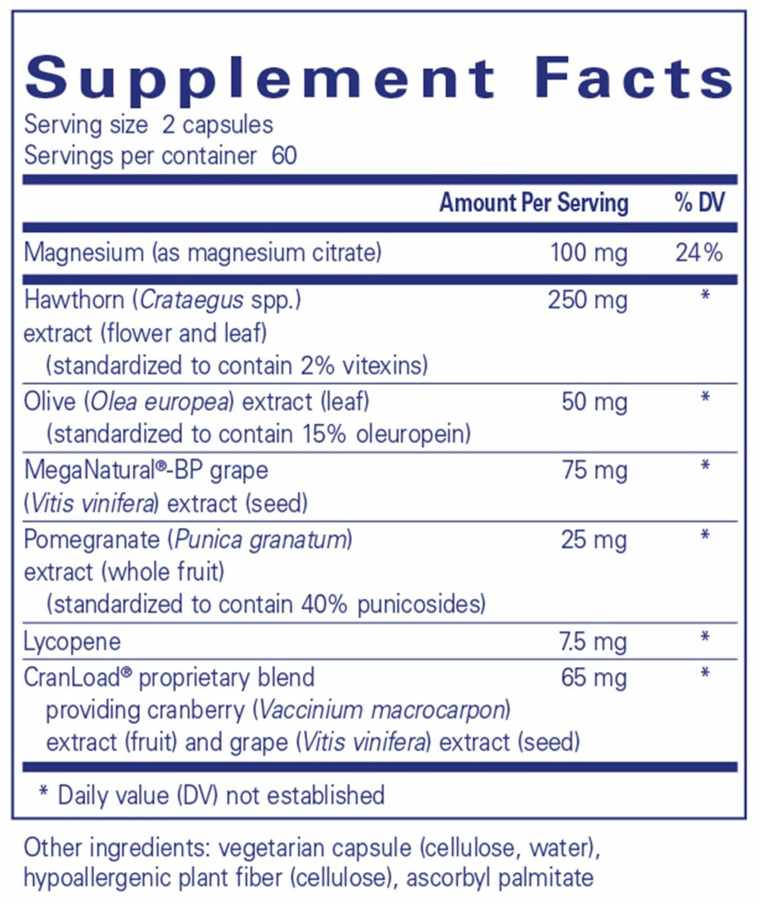 Pure Encapsulations Vascular Relax Ingredient