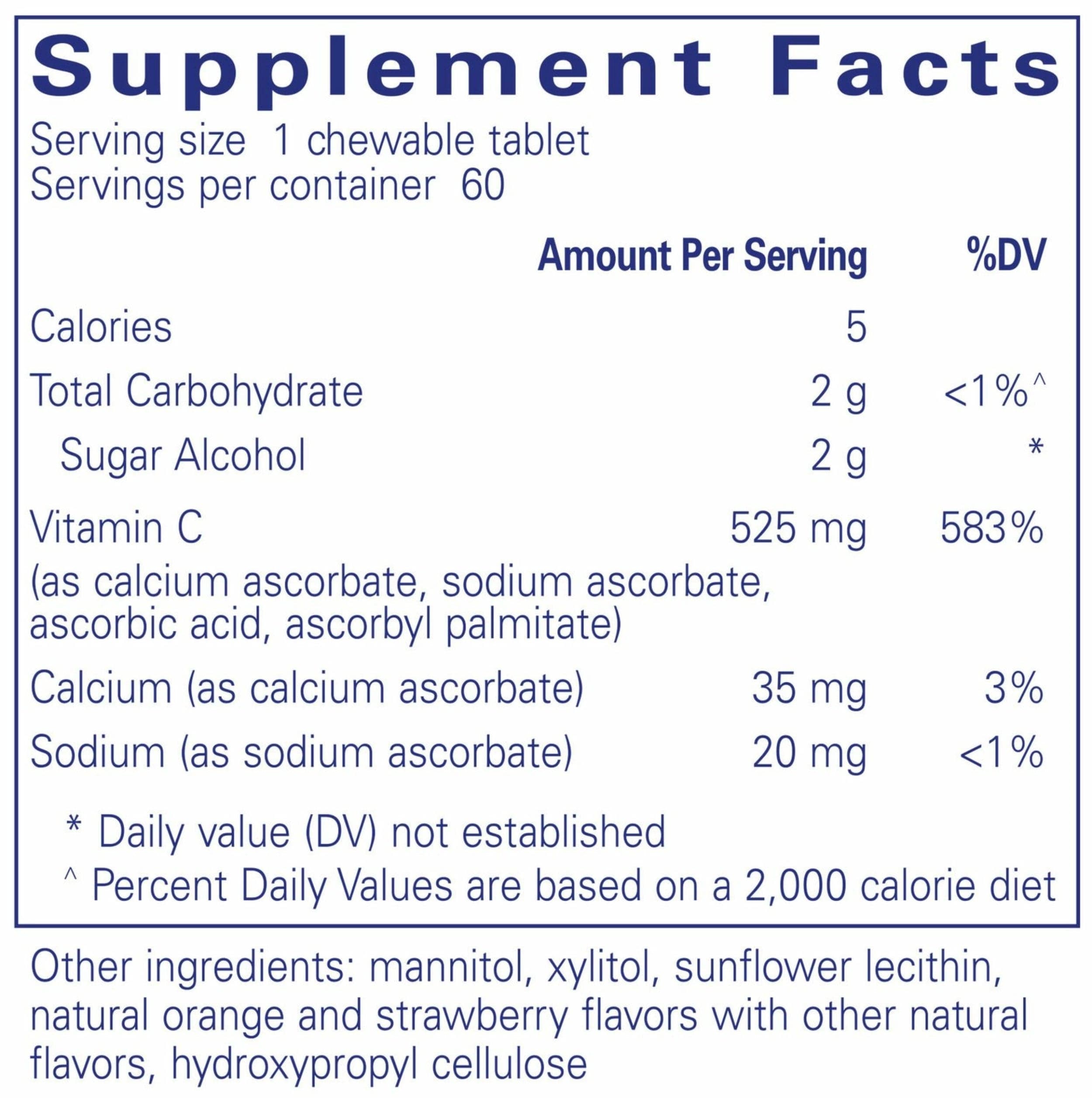 Pure Encapsulations Vitamin C Chewables Ingredients