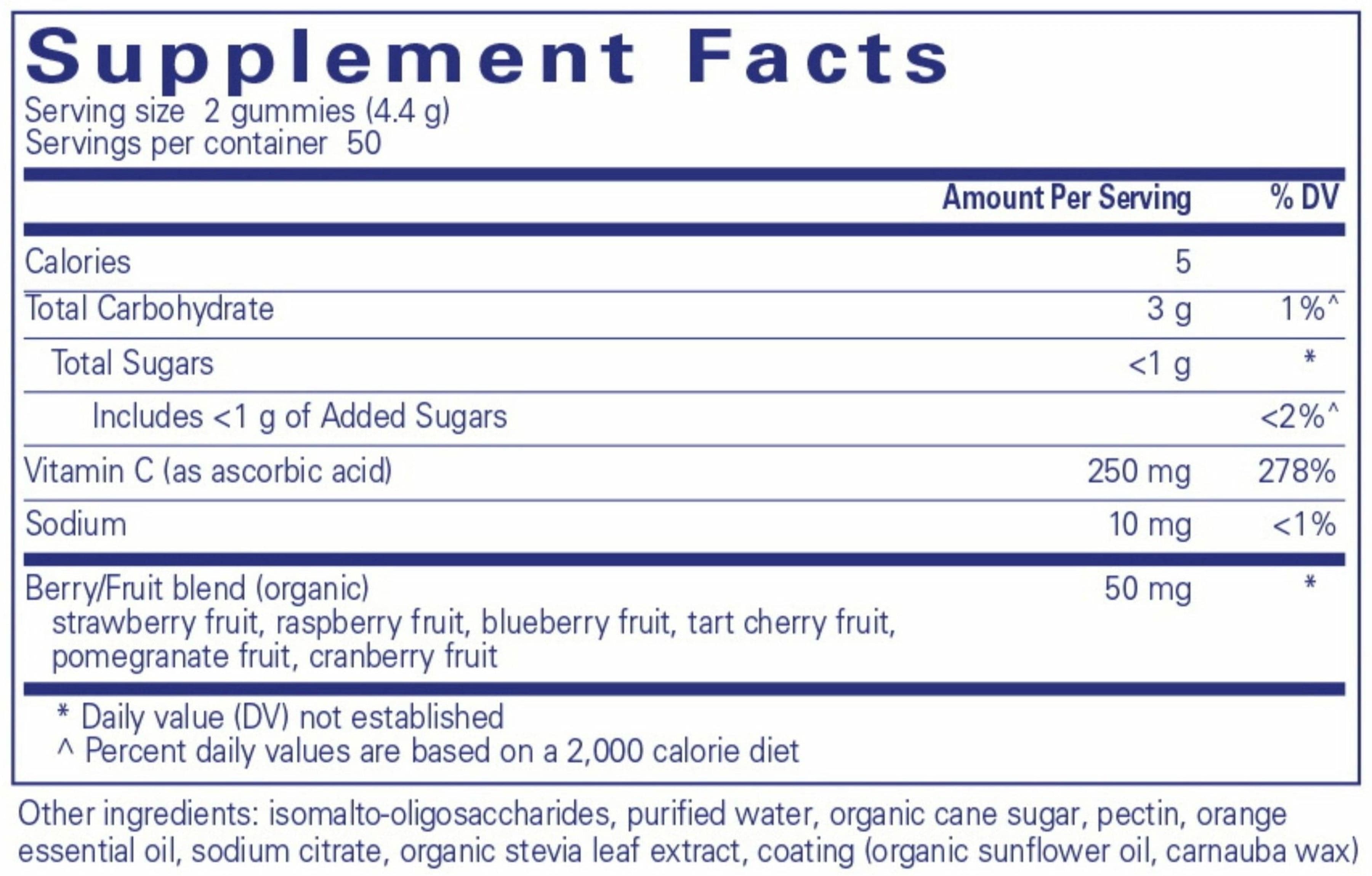 Pure Encapsulations Vitamin C Gummy Ingredients