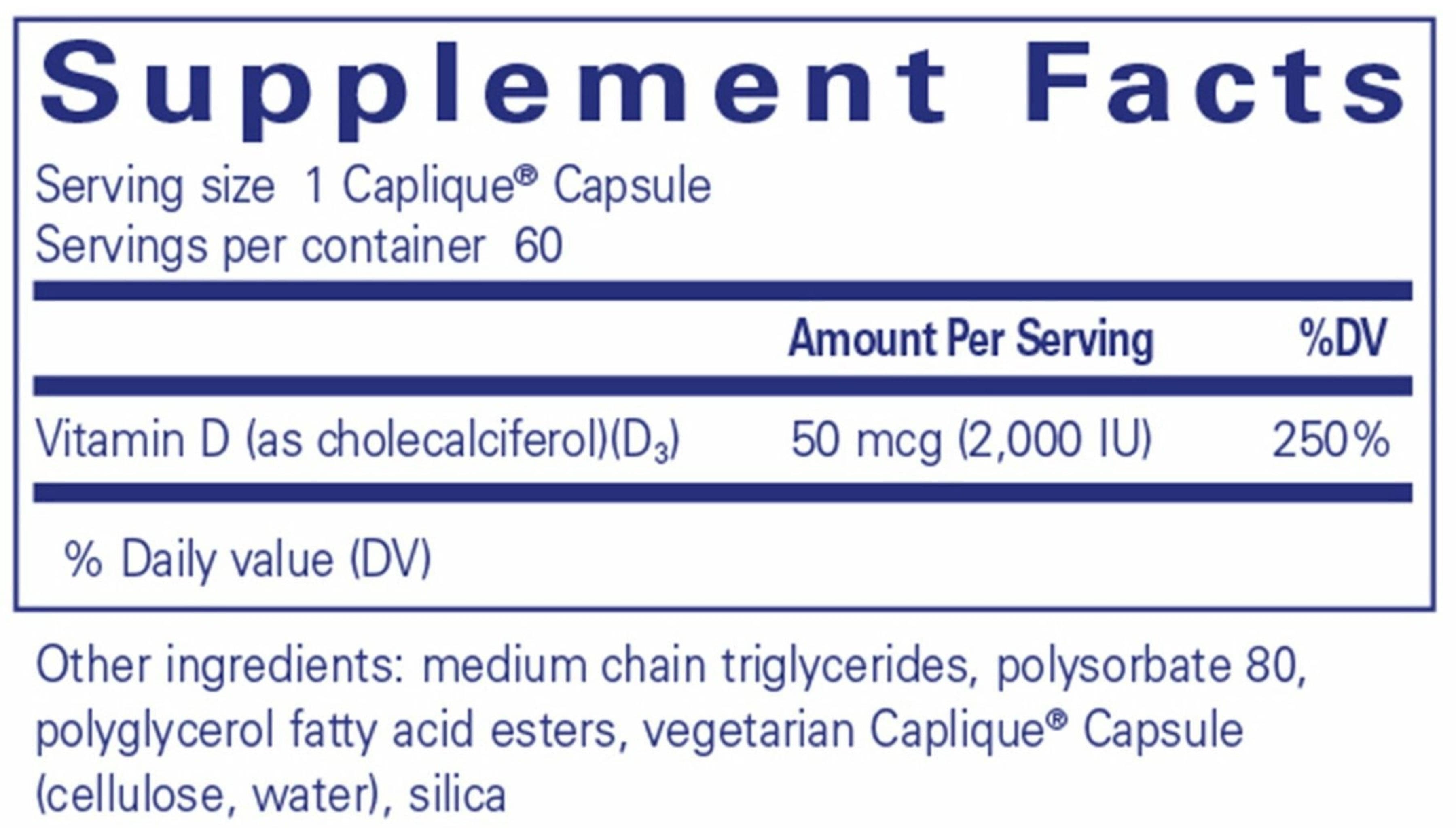 Pure Encapsulations Vitamin D3 VESIsorb Ingredients