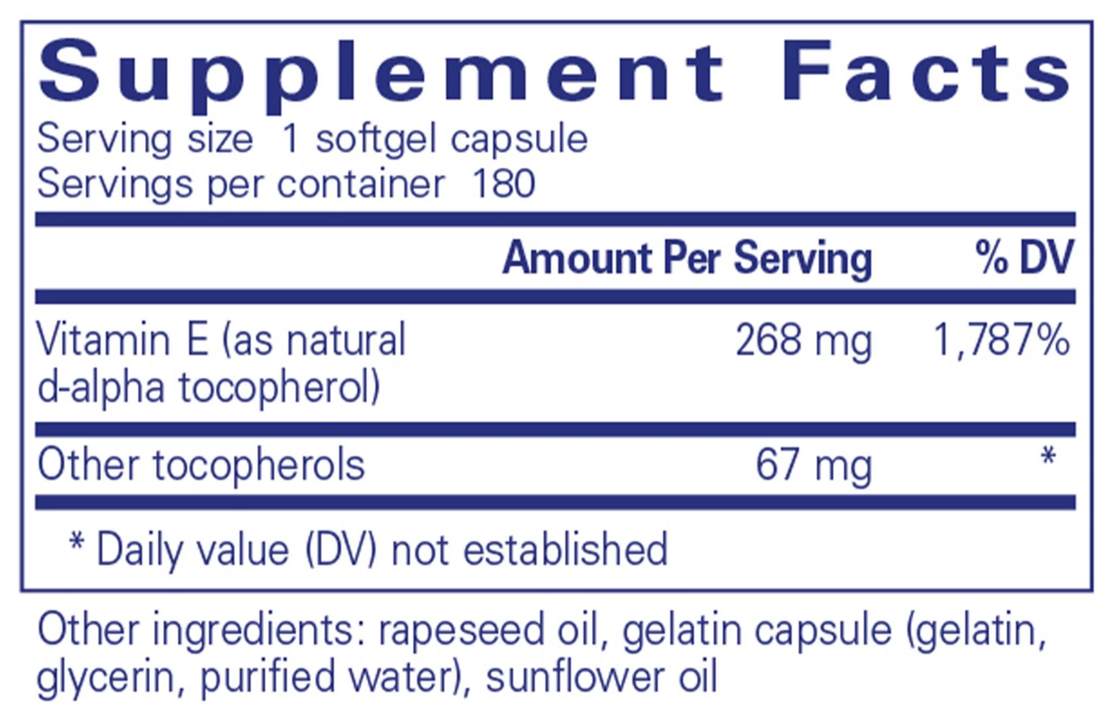 Pure Encapsulations Vitamin E Ingredients