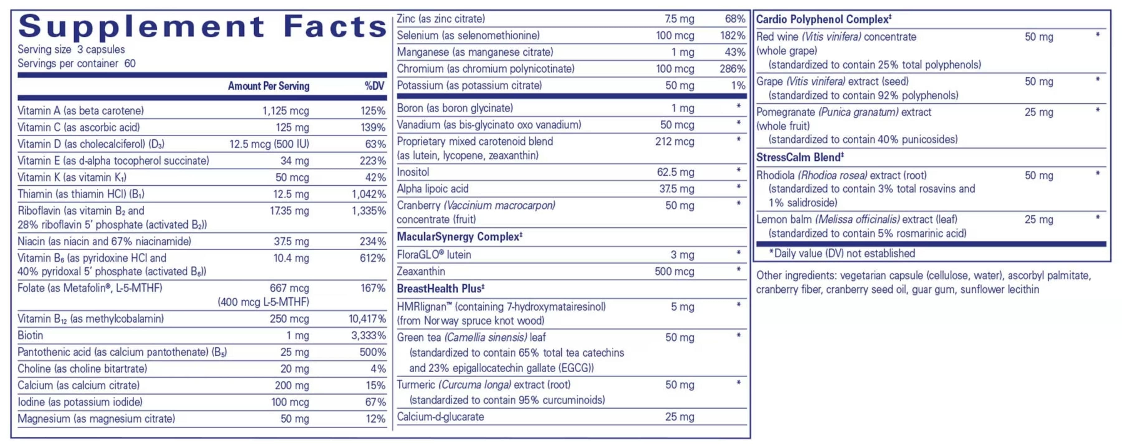 Pure Encapsulations Women's Nutrients Ingredients
