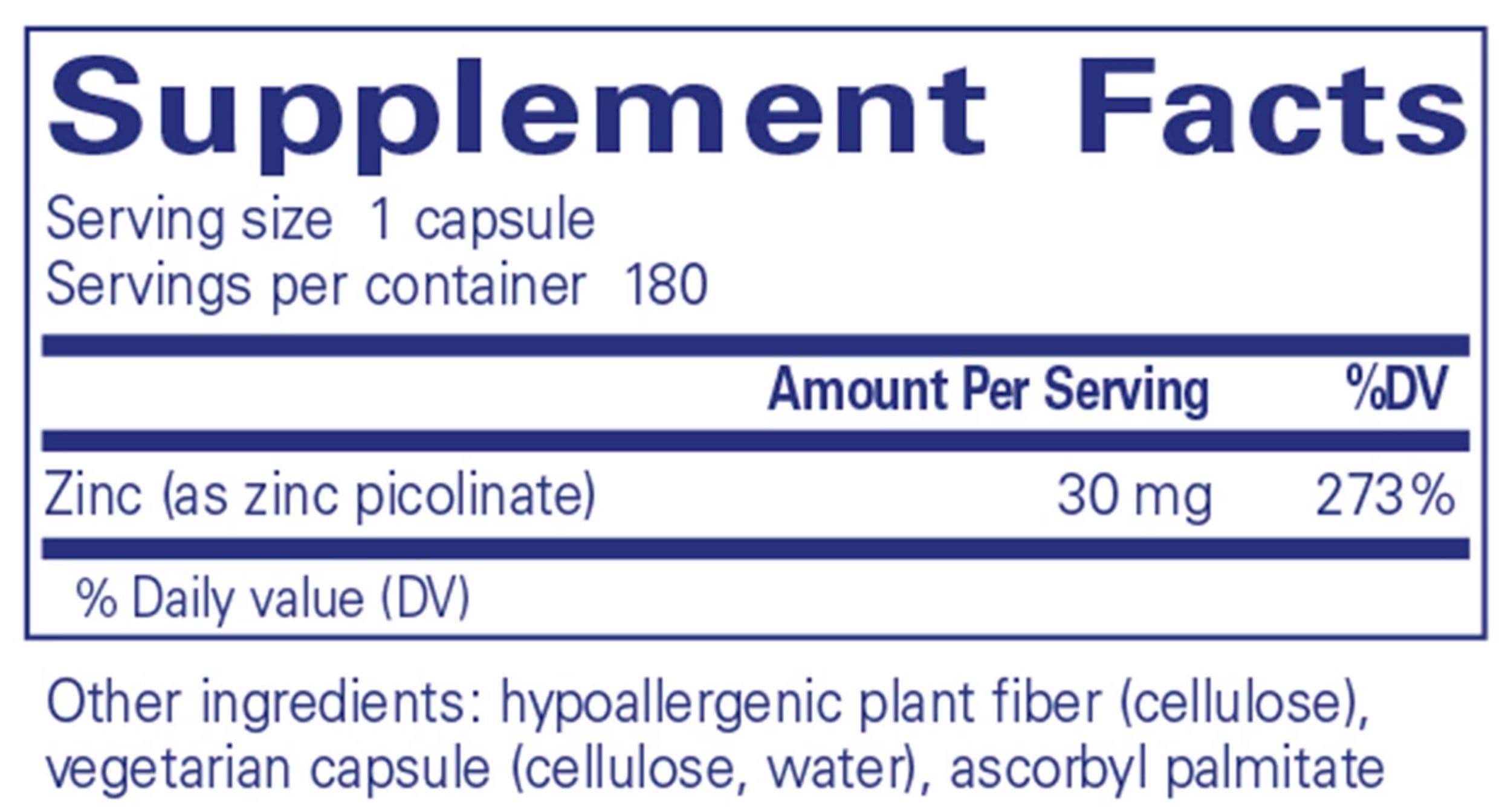 Pure Encapsulations Zinc 30 Ingredients