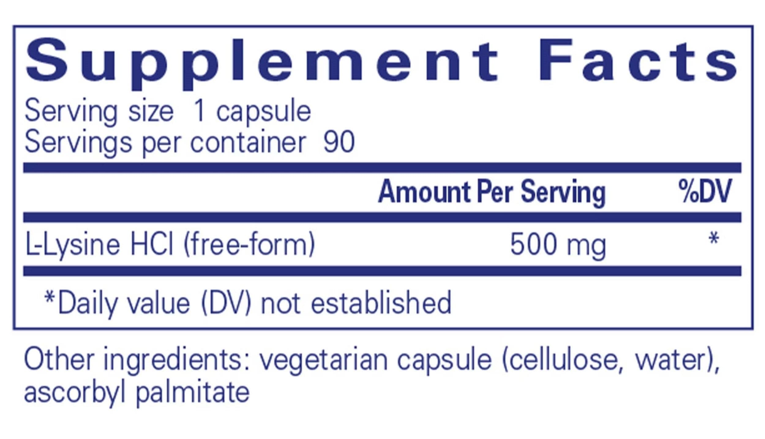 Pure Encapsulations l-Lysine Ingredients