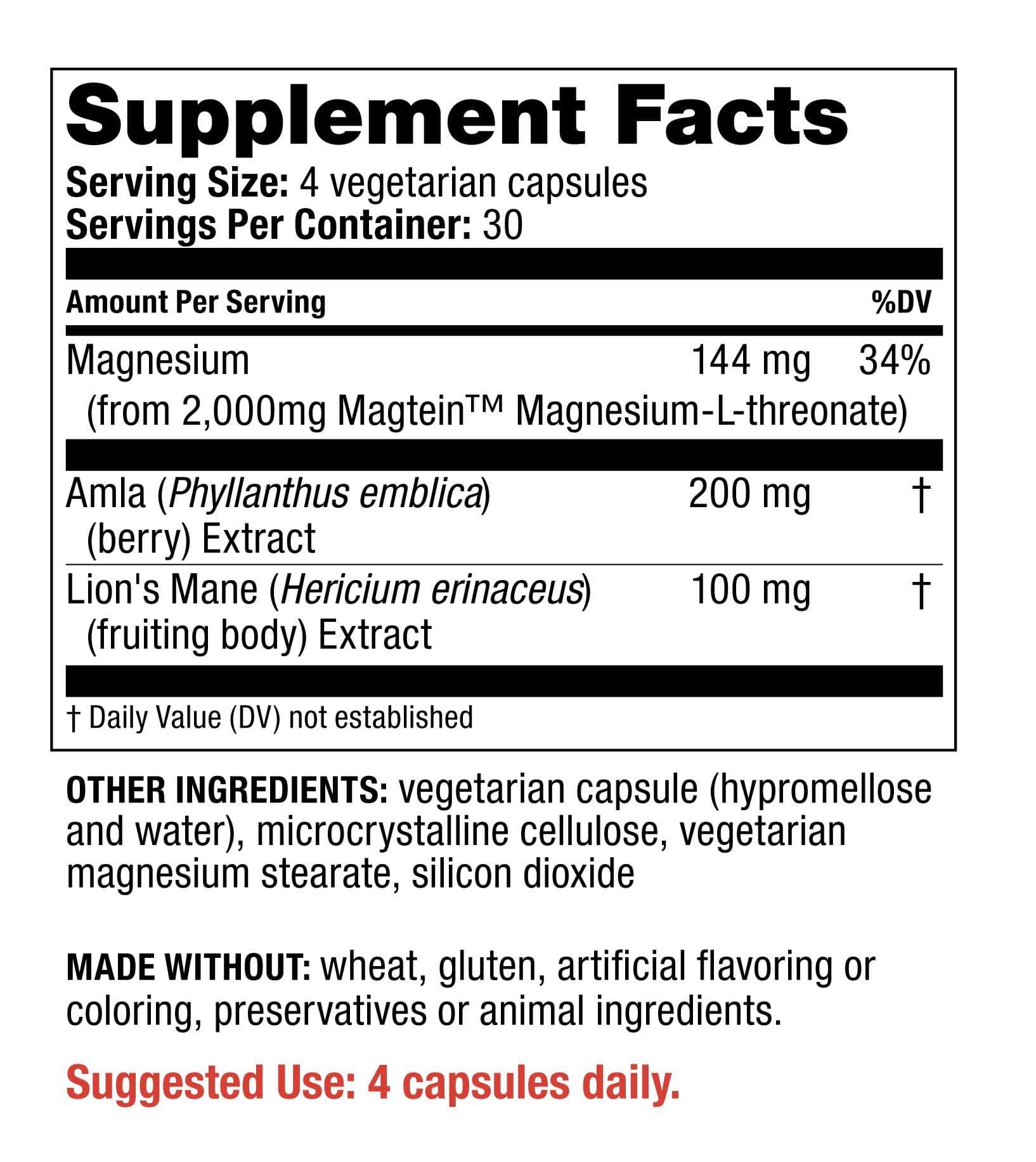 Redd Remedies Brain Awakening Ingredients