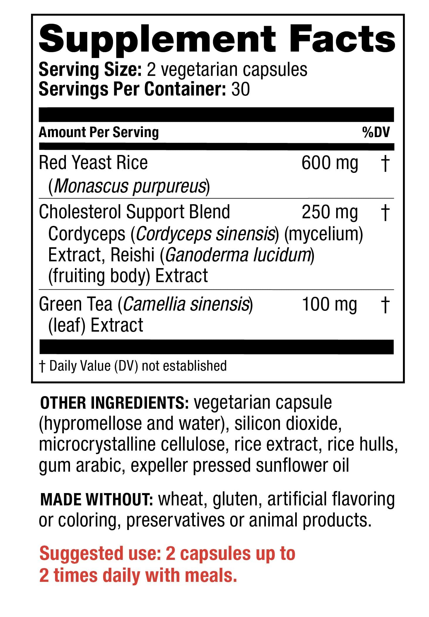 Redd Remedies Cholesterol Triple Care Ingredients