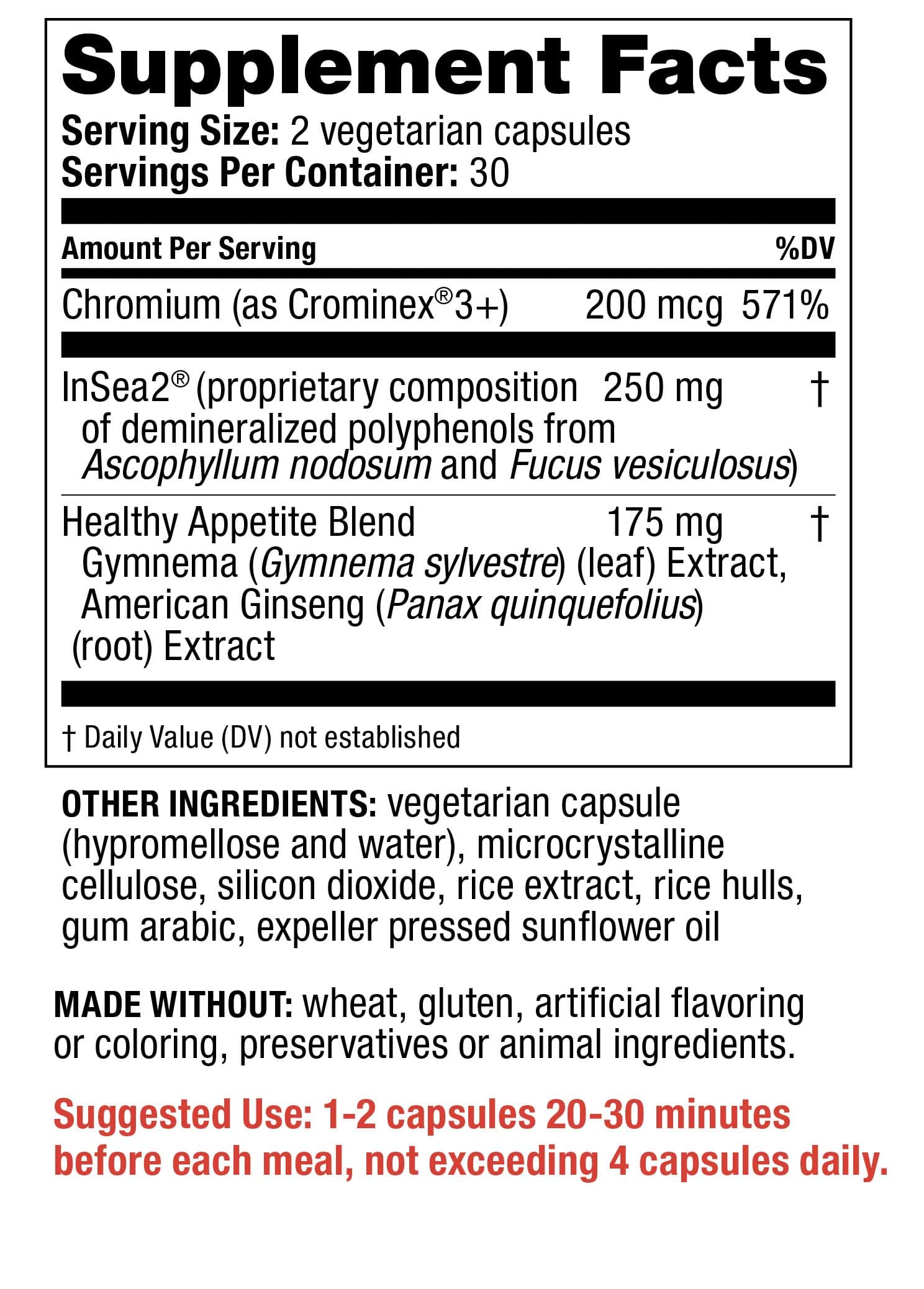 Redd Remedies Crave Stop Ingredients