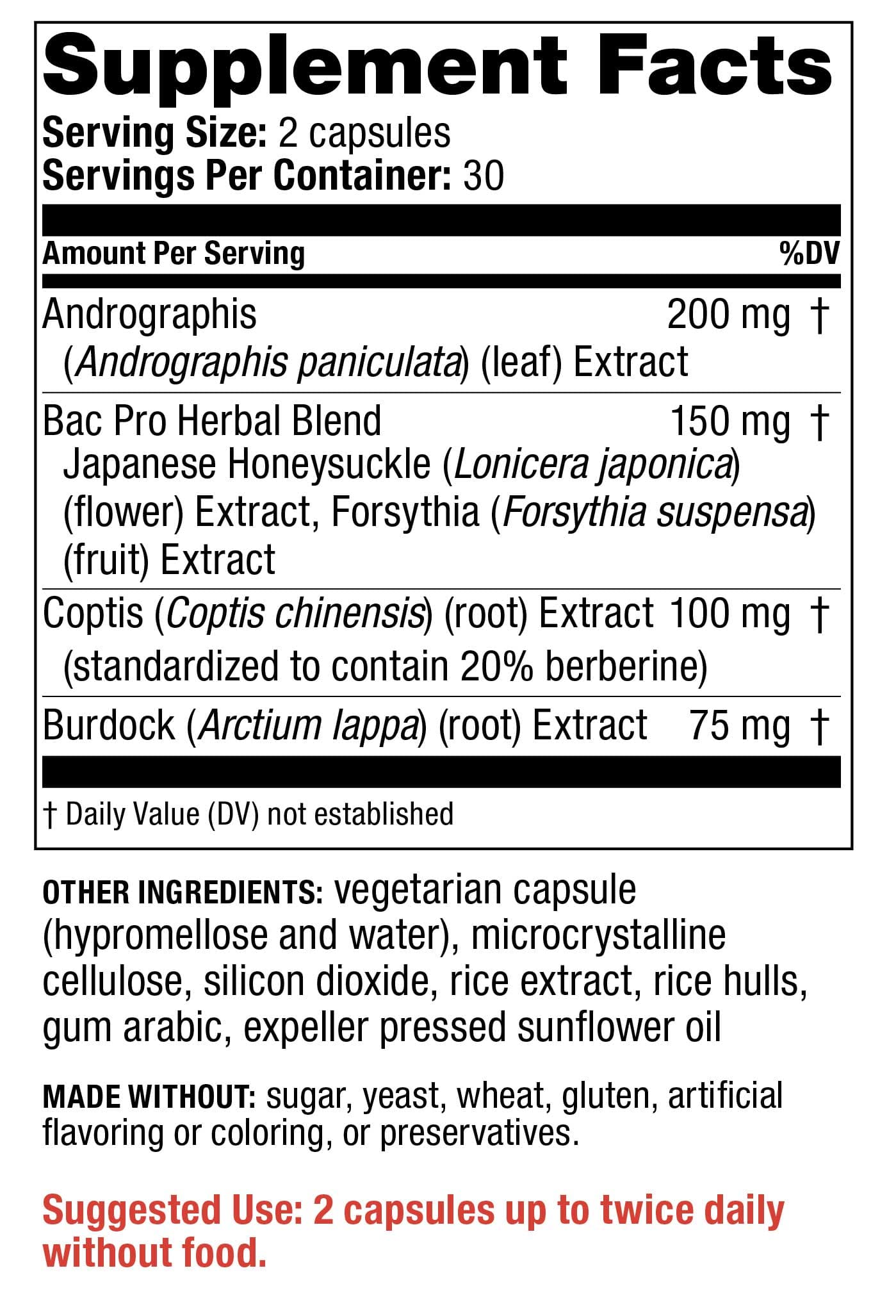 Redd Remedies Immune Bac Pro Ingredients