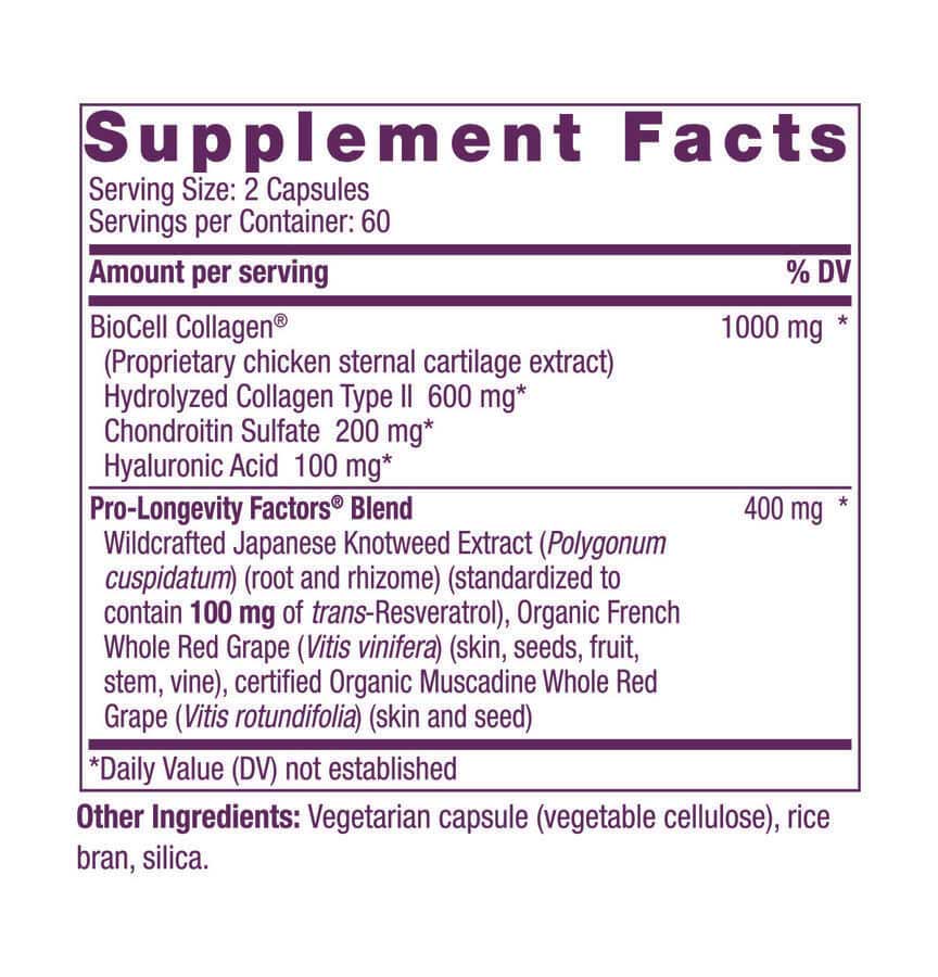 Reserveage Collagen Booster ™ For Radiant Skin And Healthy Joint Support Ingredients