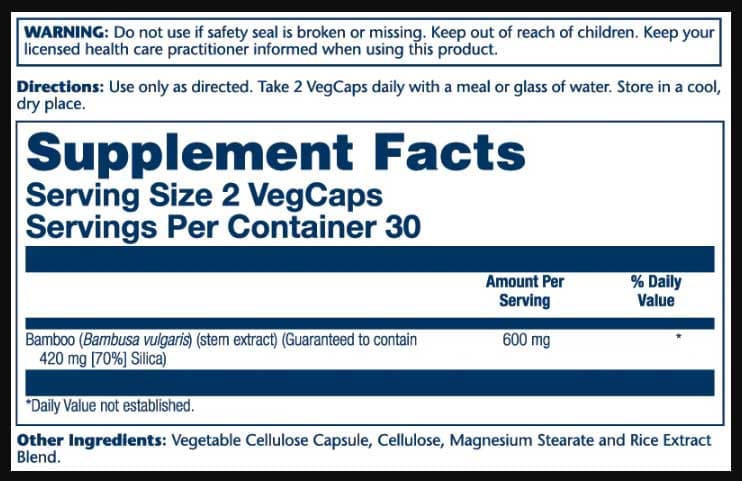 Solaray Bamboo Vital Extracts Ingredients